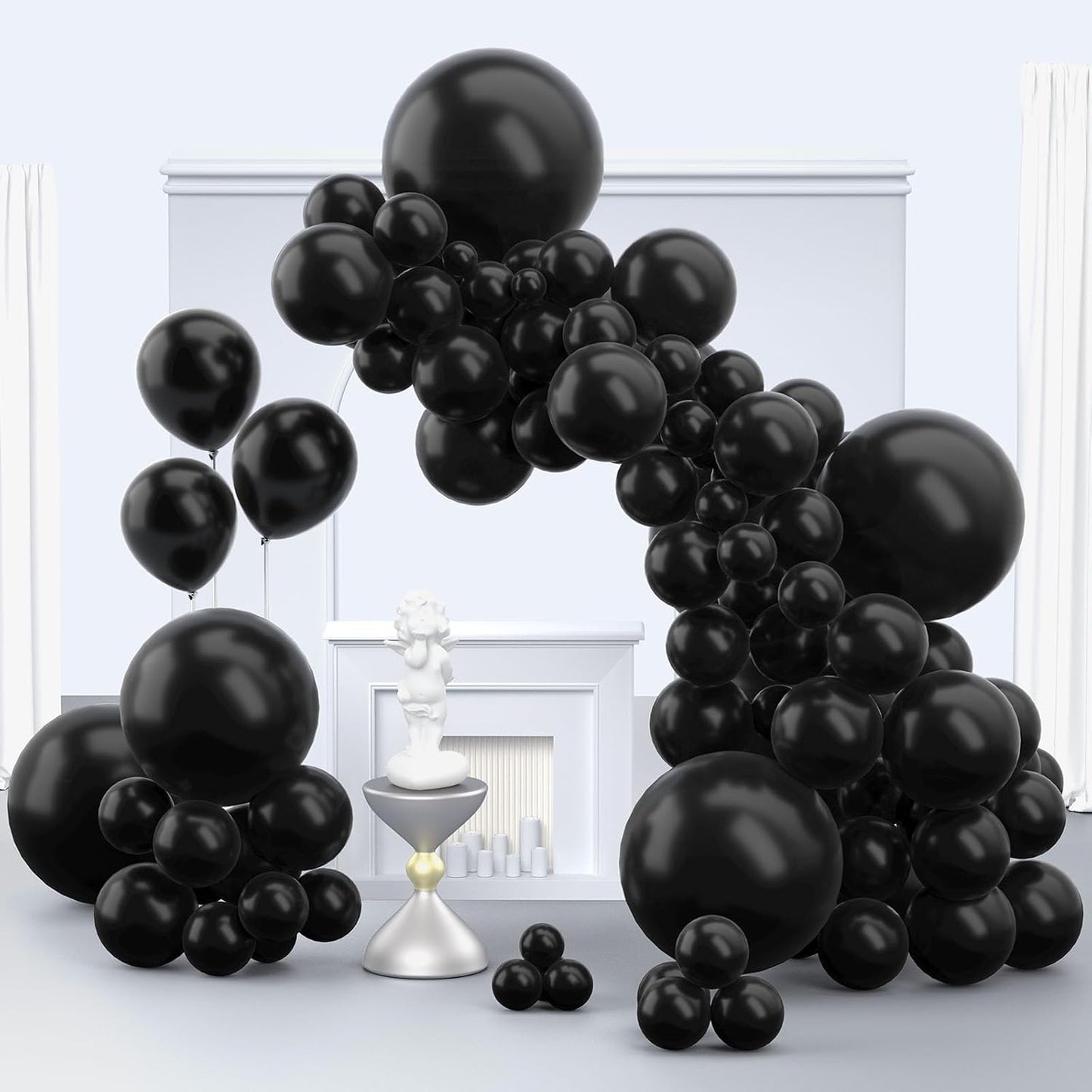 Black Balloons 150 pcs Different Sizes Pack of 18 12 10 5 Inch Matte Black Latex Balloon Arch Kit Garland for Graduation Halloween New Year Anniversary Birthday Party Decorations