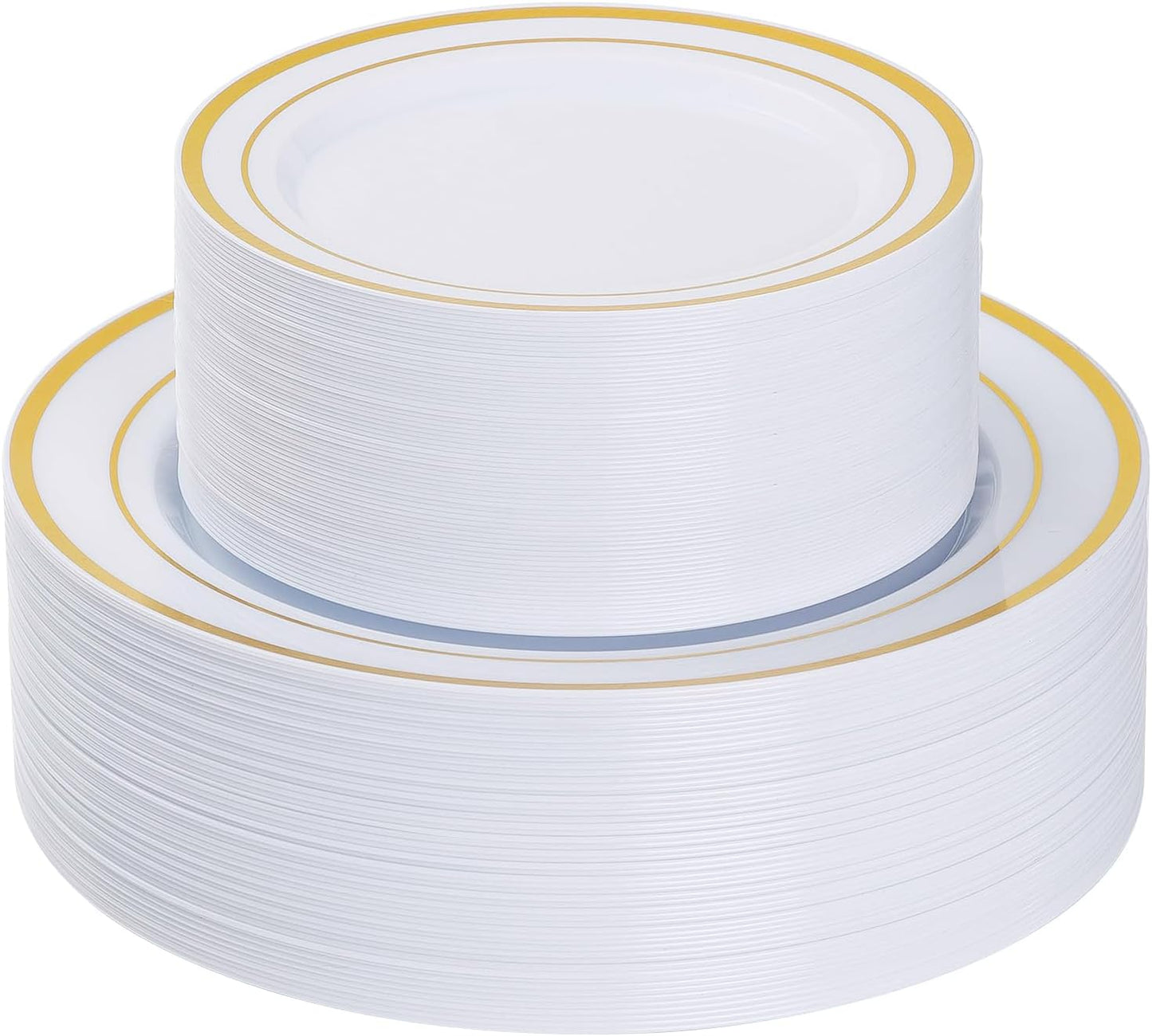 Goodluck 120PCS Gold Plastic Plates, Heavy Duty Disposable Gold Plates with 60 10.25 inch Dinner Plates and 60 7.5 inch Dessert Plates, Disposable Plates for Party, Holiday, Wedding