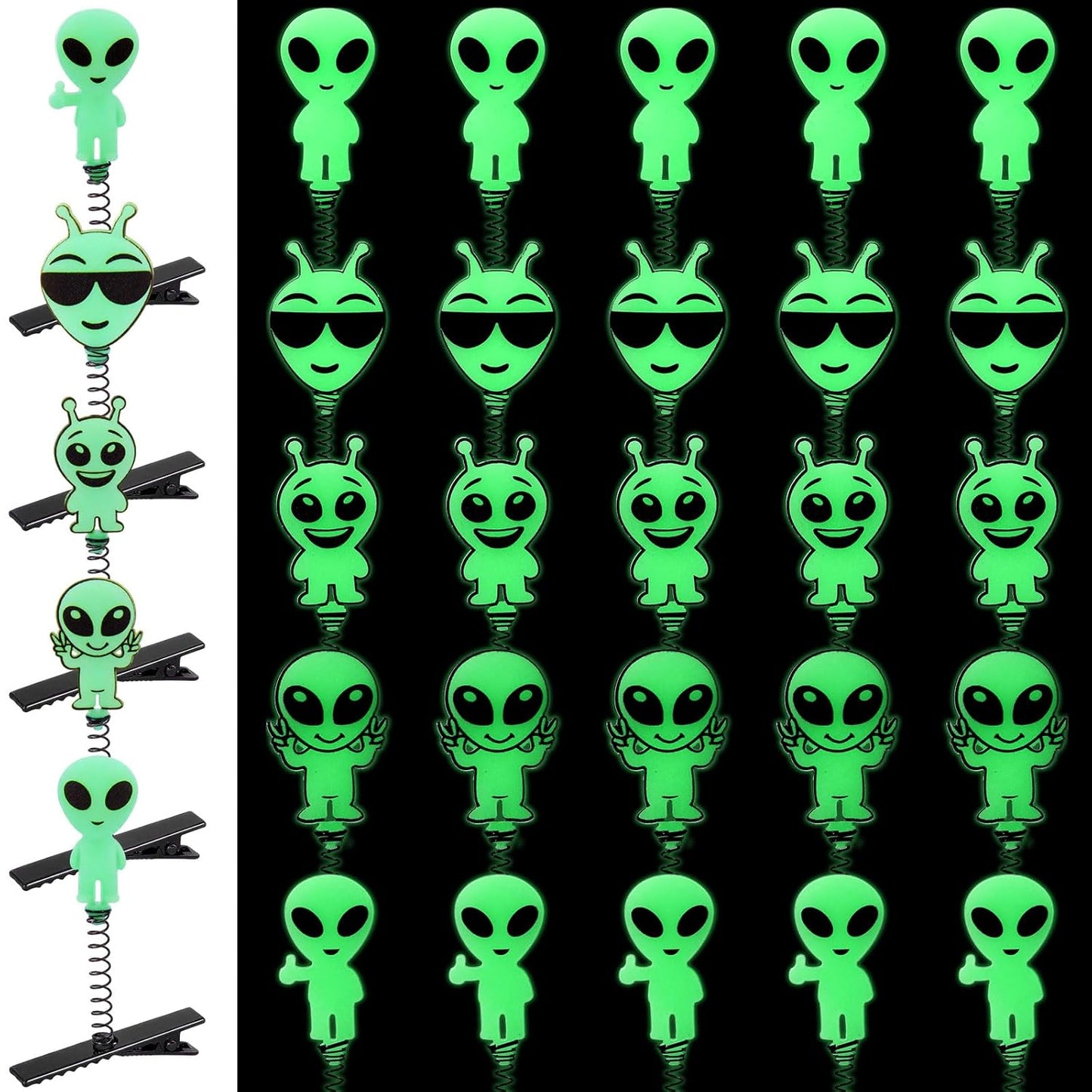 30 Pcs Mini Glow Hair Clips Girls Rave Hair Clips for Women Christmas Music Festival Holiday Party Supplies (Alien)