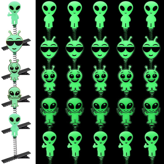30 Pcs Mini Glow Hair Clips Girls Rave Hair Clips for Women Christmas Music Festival Holiday Party Supplies (Alien)