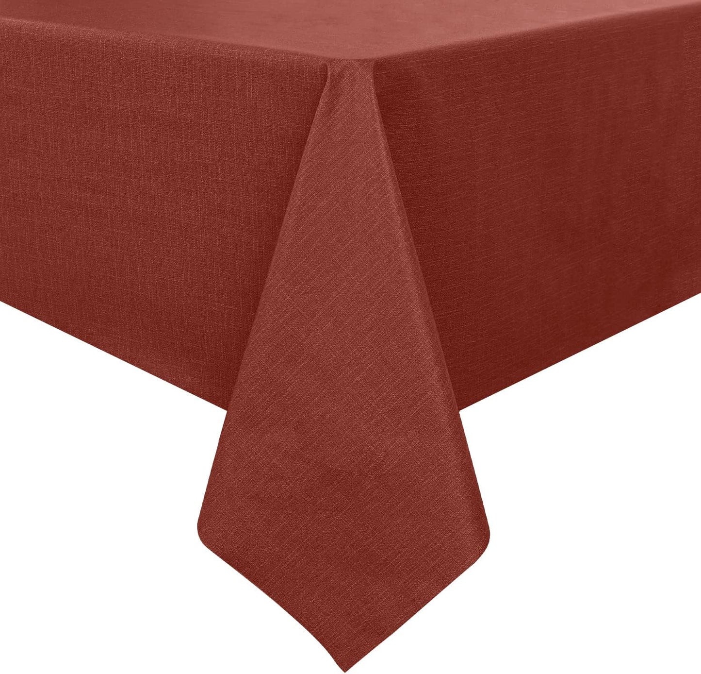 Romanstile Christmas 100% Waterproof PVC Tablecloth, Square Oil Spill Proof Stain Resistant Vinyl Table Cloth, Wipe Clean Plastic Table Covers for Kitchen/Dining/Parties - 54 x 54 Inch, Rust Red