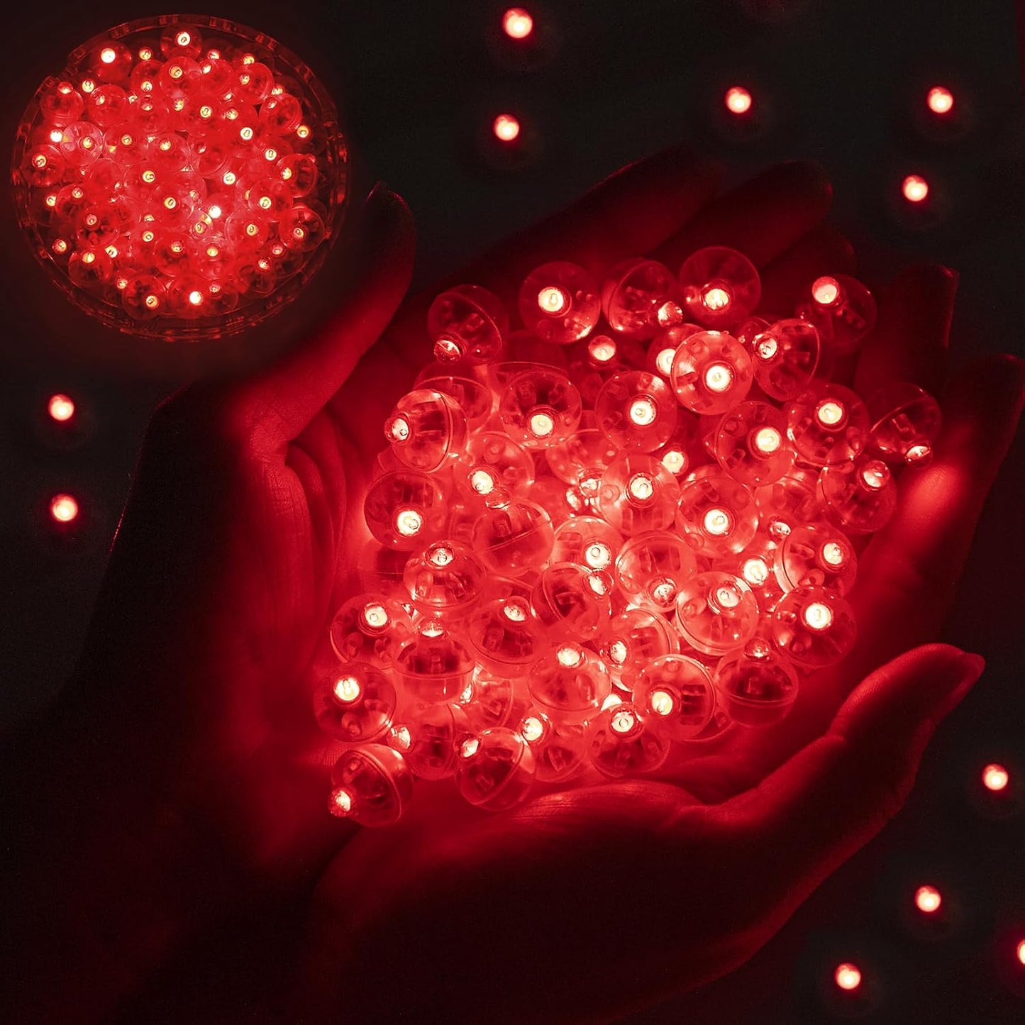 100pcs Balloon Lights Mini Led Lights Round Long Standby Time Multicolor Ball Light Paper Lantern Balloons Lights for Birthday Party Christmas Halloween Decoration (Red, 100 PCS)