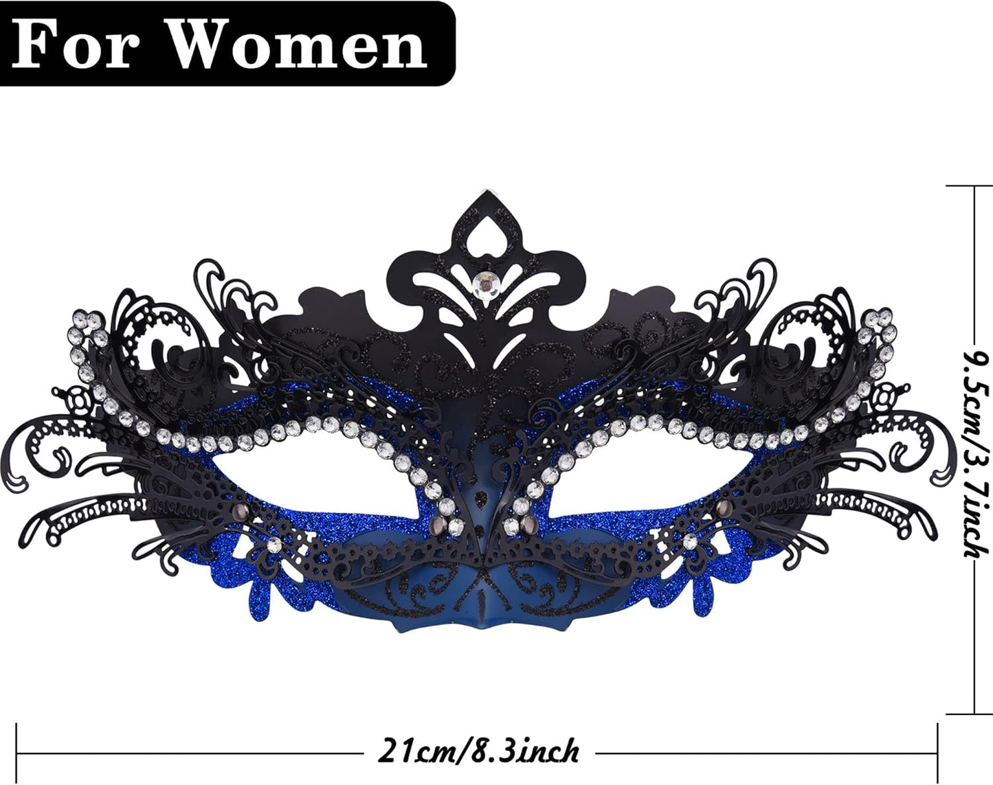 SIQUK Couple Masquerade Masks Metal Venetian Party Mask Halloween Costume Mask Mardi Gras Mask for Couples Women and Men