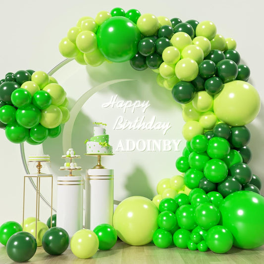 Green Balloons Arch Kit, 139Pcs Green Balloon Garland Kit Lime Green Emerald Dark Green Balloons for Birthday, Baby Shower, Wedding, Jungle Party, Forest Themed, Anniversary Party Decoration