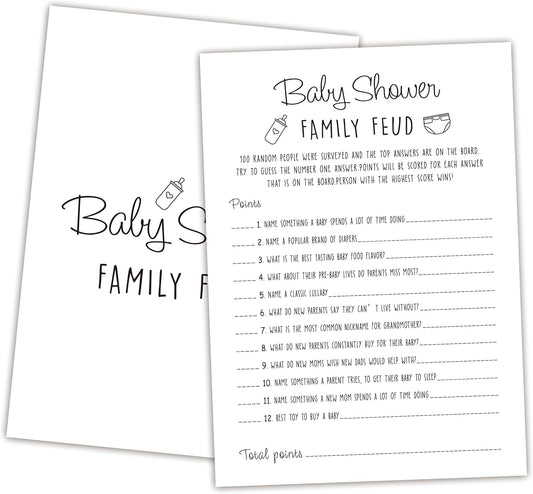 Family Feud Baby Shower Game - Pack of 30 Cards, Answer Key, Gender Neutral Decorations, Game Supplies
