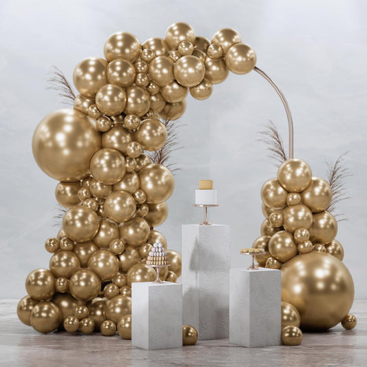 PartyWoo Chrome Gold Balloons 92 pcs Different Sizes Pack of 18 12 10 5 Inch Metallic Gold Balloon Arch Kit Garland for Birthday Graduation Baby Shower Wedding Party Decorations Gold-G127