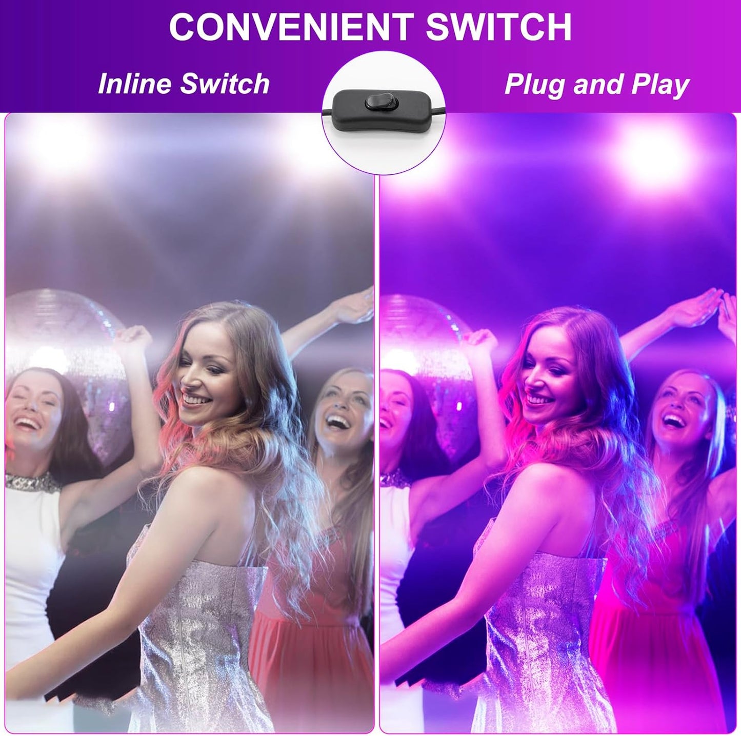 50W LED Black Lights for Glow Party, IP65 Waterproof UV Blacklight Floodlight 395nm Black Light Spotlight Purple Black Light Flood Light Fluorescent UV Light Lamp for Halloween Decor (4 Pack)