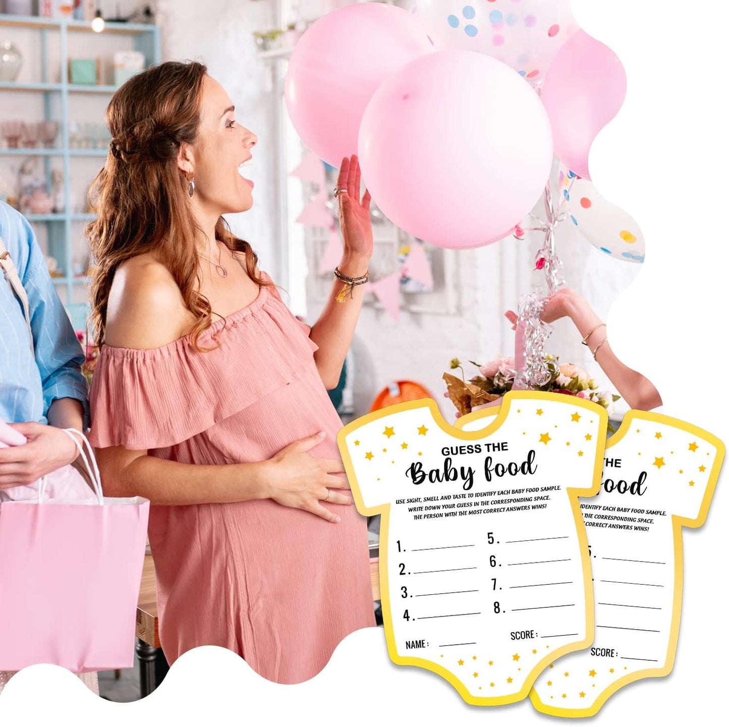 Baby Shower Game - Guess The Baby Food, Set of 30 Cards, Gender Reveal & Party Activities