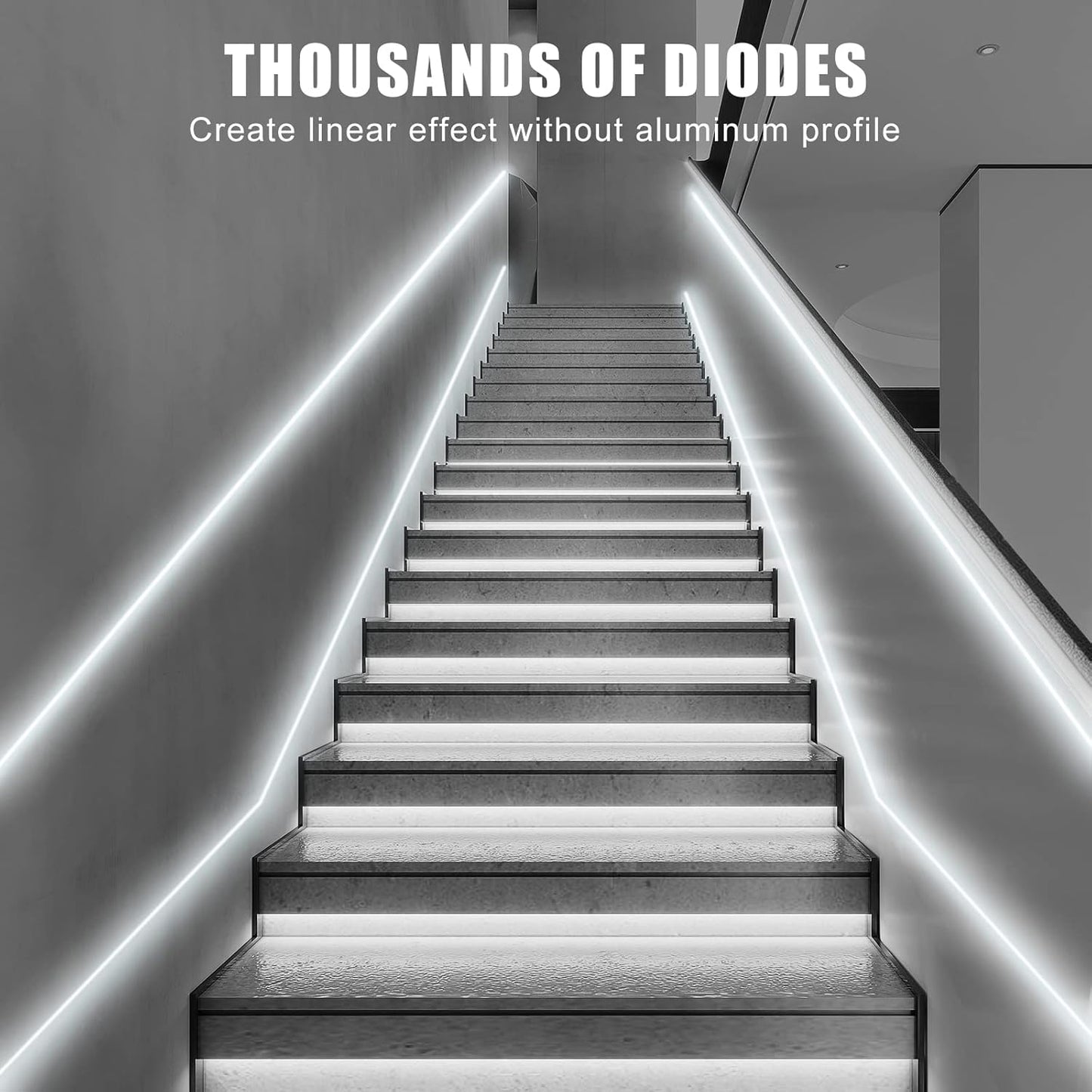 32.8ft 6500K White COB Led Strip Light with RF Remote, Dimmable Ultra Bright Daylight White COB Light Strip, Indoor Led Lights for Kitchen, Bedroom, Cabinet, 2 Rolls of 16.4ft