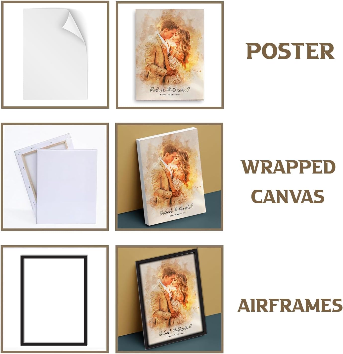 GABITA Personalized Wall Art for Couples, Anniversary Canvas for Couple Parent Grandparent, Our Moon Couple Gift Moon Phase Art Gift for Her Wedding Gifts Personalized Poster