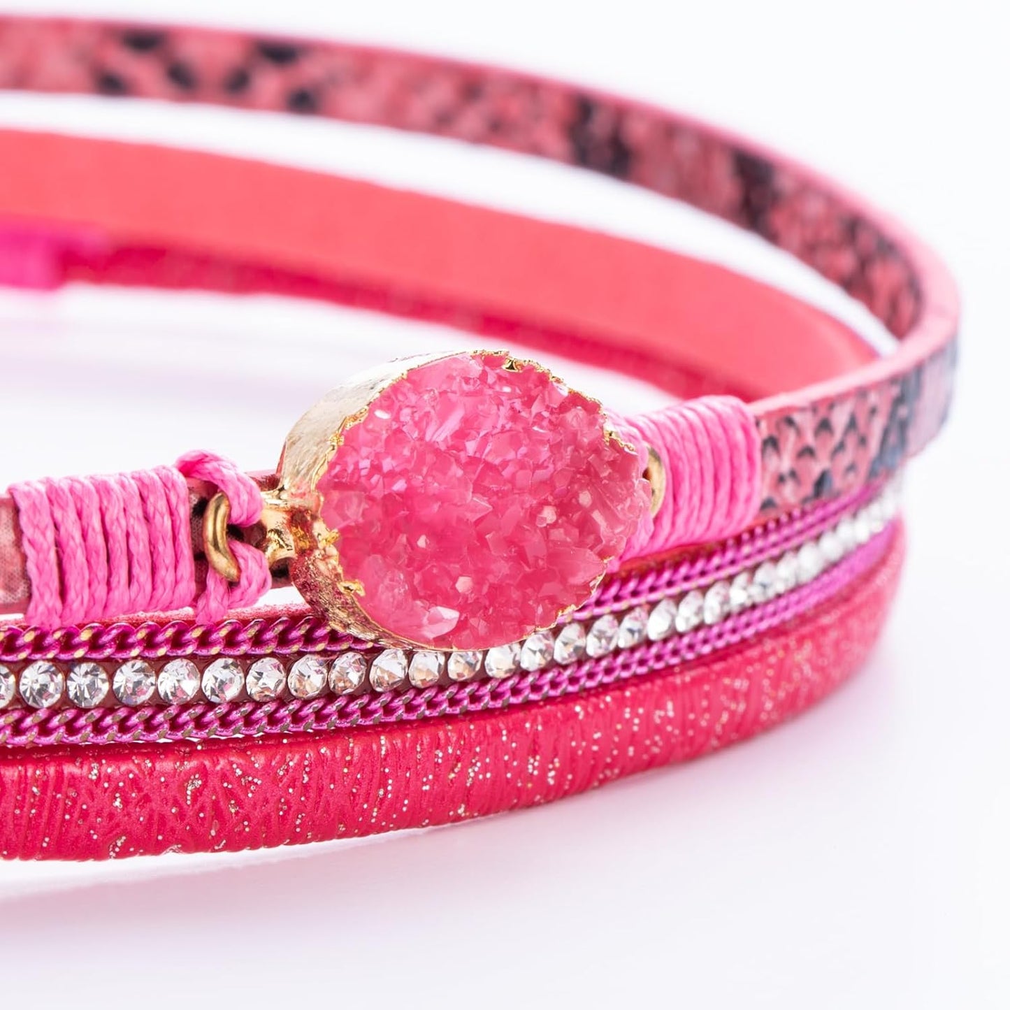 FANCY SHINY Leather Wrap Bracelet Boho Cuff Bangle Bracelets Crystal Bead Bracelet with Magnetic Clasp Jewelry Gifts for Women