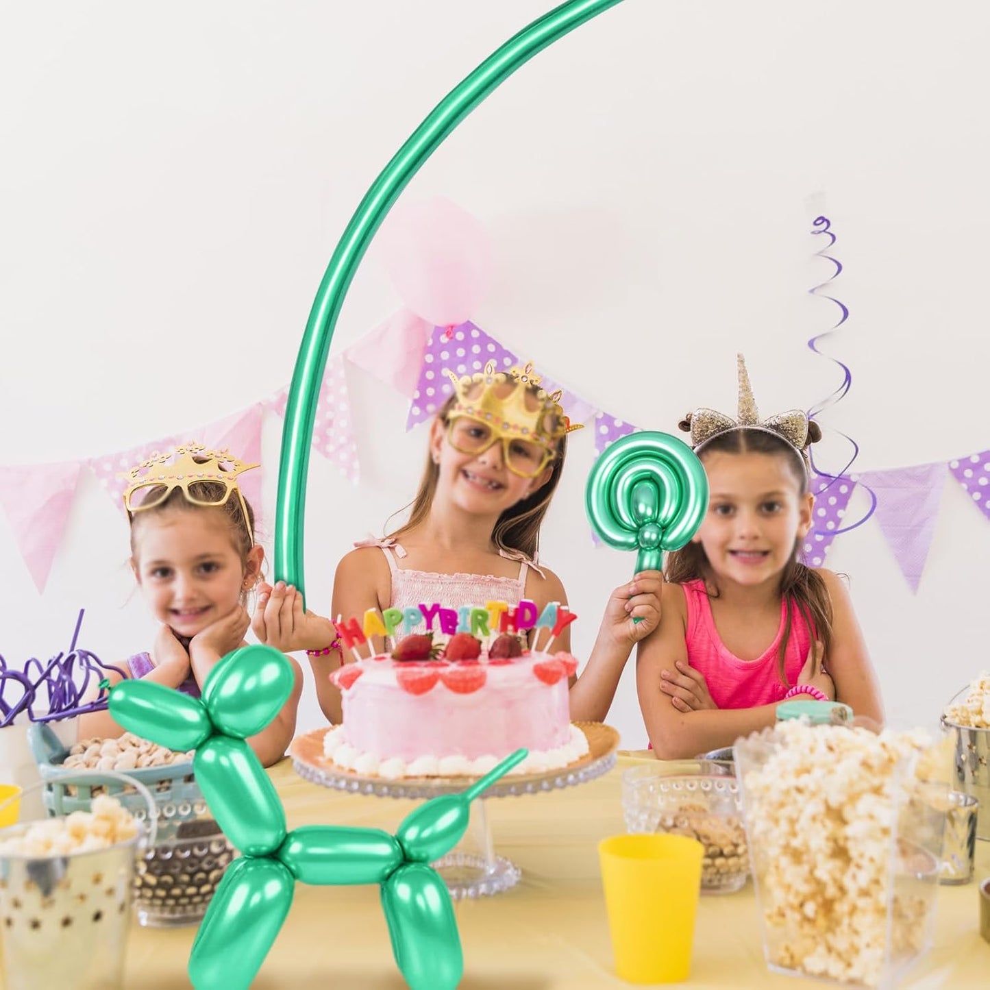 Metallic Green Long Balloons Premium 260 Twisting Animals Magic Balloons for Birthday Kids Wedding Party Supply 100pcs