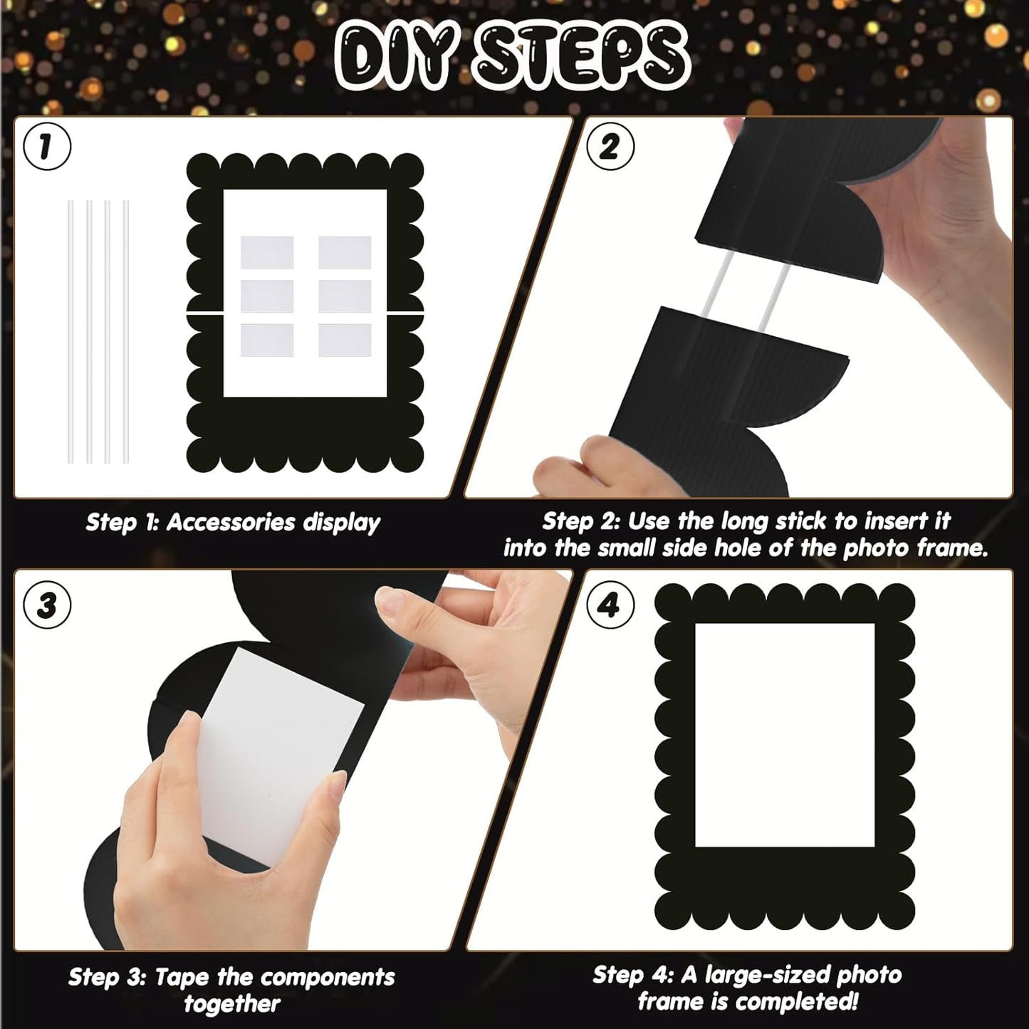 32 x 24 Inch Photo Booth Selfie Frame Prop Booth for Birthday Event Parties Large Blank DIY Cutout Props for Funny Decoration Christmas, Holiday Supplies