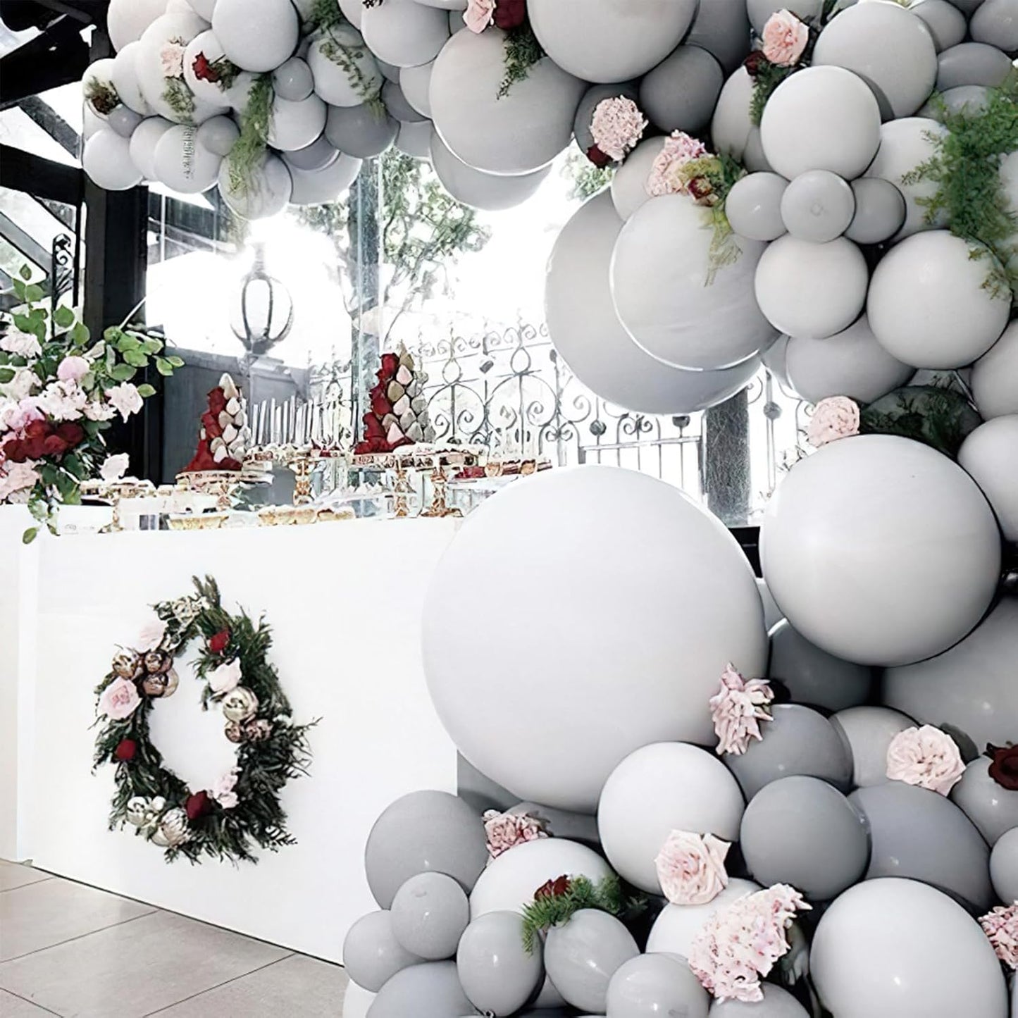 PartyWoo Grey Balloons 140pcs Different Sizes Pack of 18 12 10 5 Inch Light Pastel Pale Gray Latex Balloon Arch Kit Garland for Baby Shower Graduation Wedding Birthday Party Decorations Gray-Y76