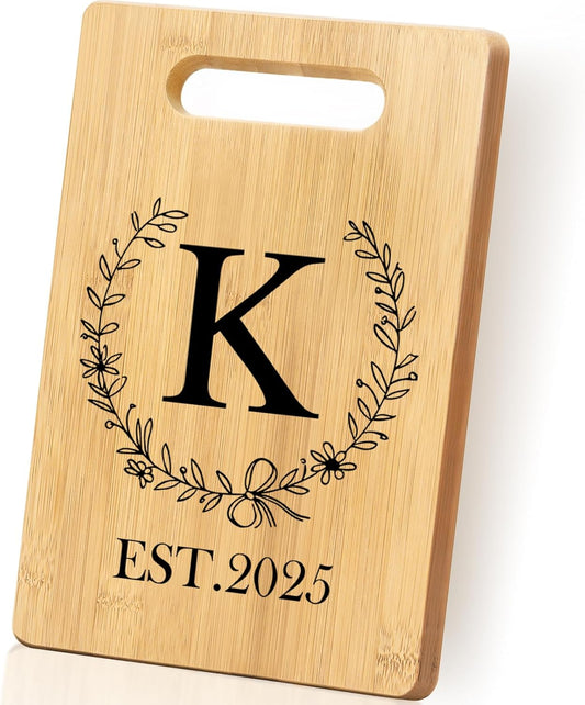 Personalized Cutting Board, Monogrammed Wedding Gift for Couple Newlywed 2025, Initial Birthday Gifts for Women, Gift for Bridal Shower Wedding Shower Engagement Anniversary Housewarming(Letter-K)