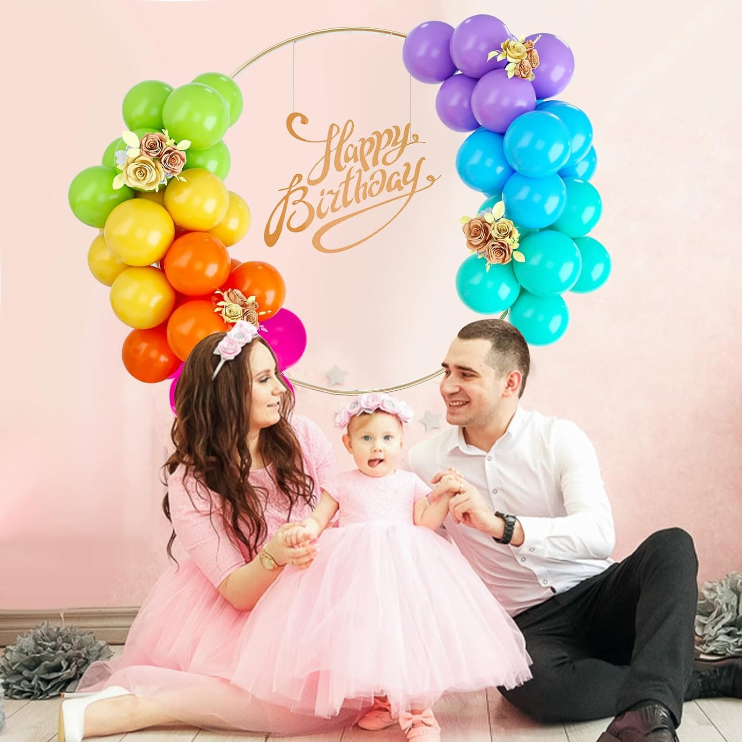 Rainbow Balloons, 50PCS Multicolor Rainbow Balloons Arch in Blue Green Purple Yellow Orange Hot Pink Latex Balloons For Birthday Wedding Baby Shower Engagement DIY Balloons Decoration Party Supplies