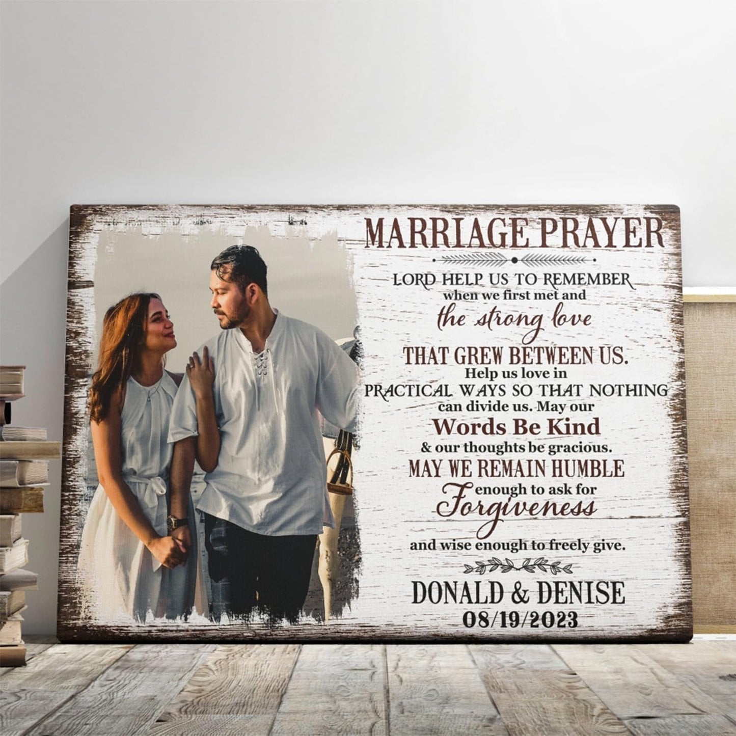 Dem Canvas Personalized Canvas Prints, Custom Photo And Name, Wedding Gifts For Couple, Anniversary Valentine Gift, Marriage Prayer Canvas, Engagement Gift, Christmas Gifts for Her (18x12)