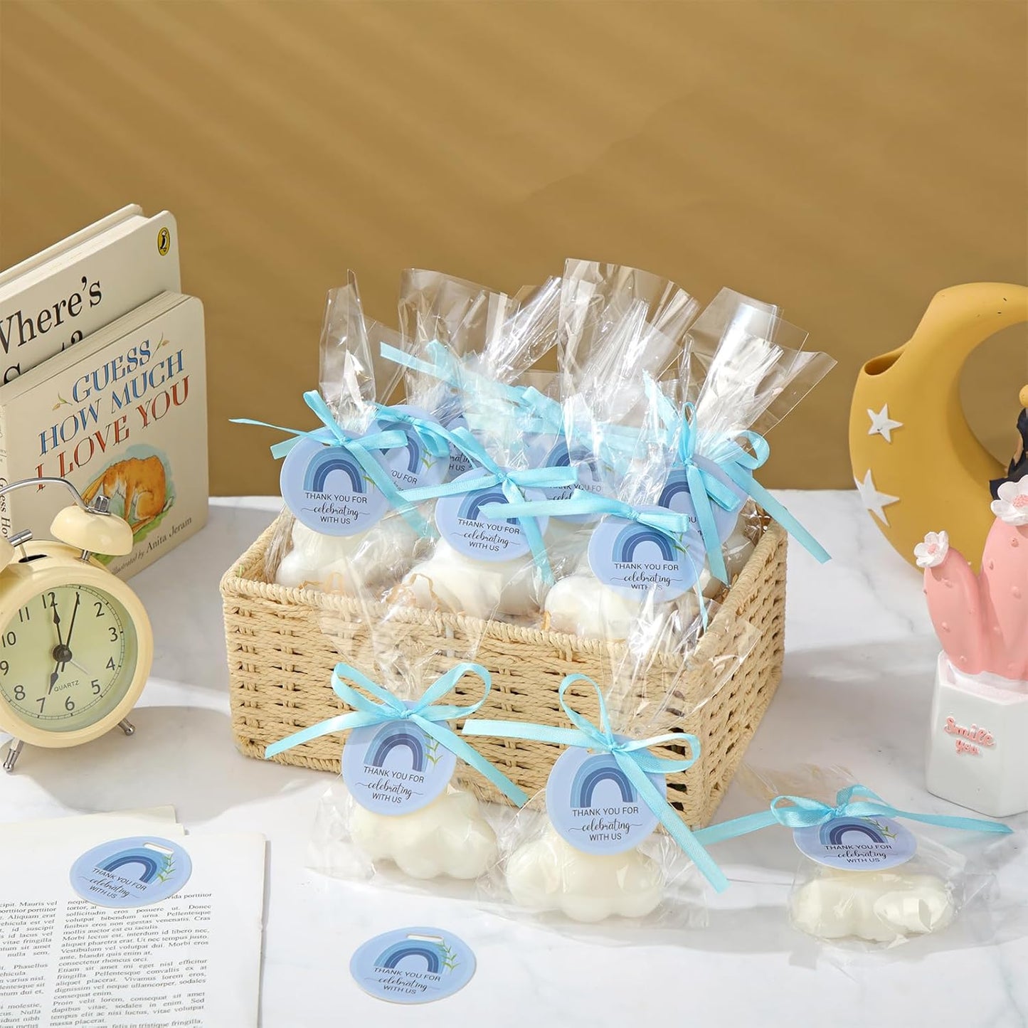 Demissle 20 Pcs Cloud Baby Shower Favors Soap Mini Handmade Scented Soap Party Favors for Guests Gifts with Thank You Card Christmas Wedding Party Bridal Shower Return Gifts(White)