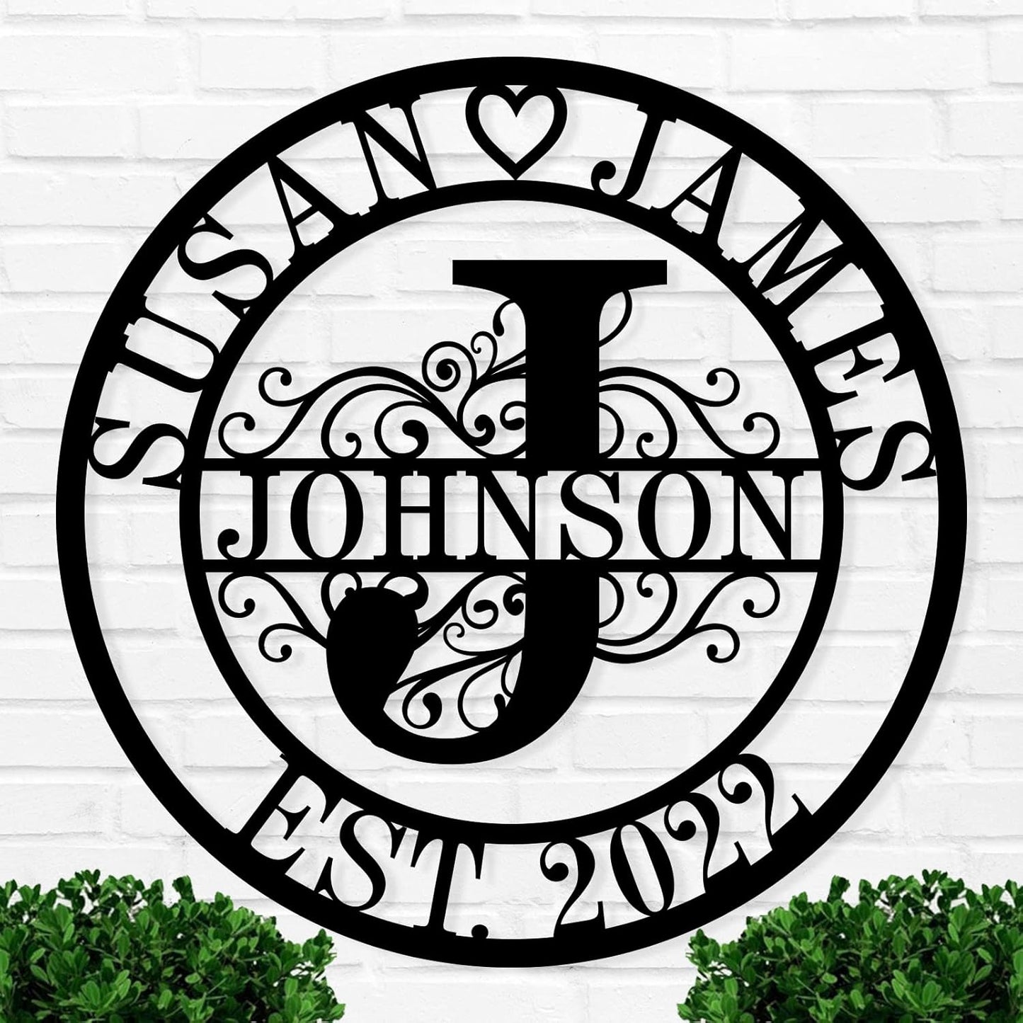 Custom Wedding Gifts - Personalized Name Signs, Monogram Wall Decor - Last Name Signs, Metal Wall Art