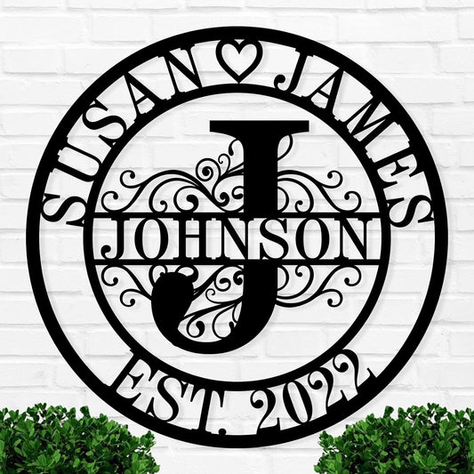Custom Wedding Gifts - Personalized Name Signs, Monogram Wall Decor - Last Name Signs, Metal Wall Art