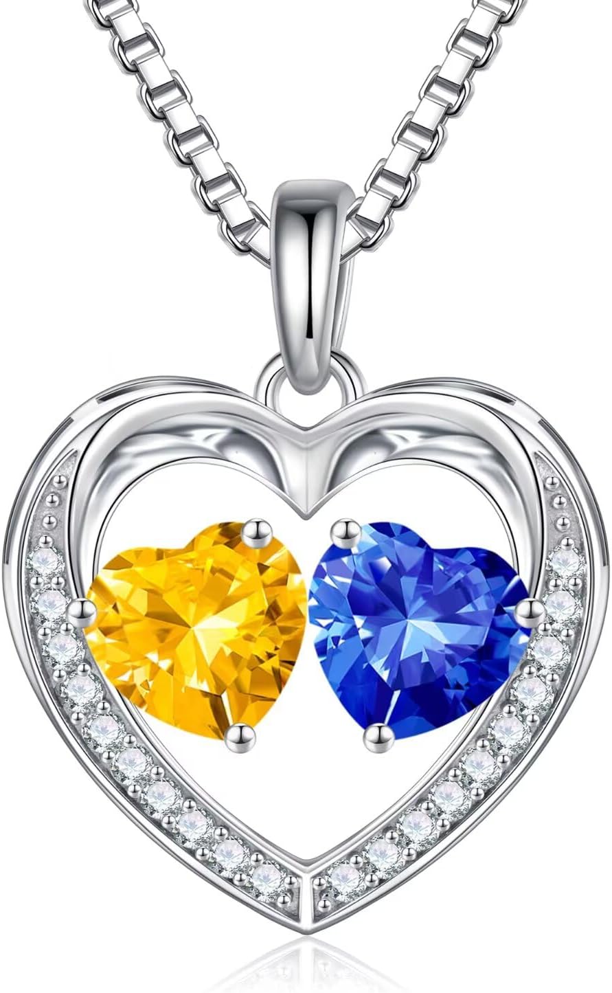 Iefil Christmas Gifts for Wife - 925 Sterling Silver Birthstone Necklace, Anniversary Birthday Gifts for Women, Stocking Stuffers for Women Wife Mom Daughter