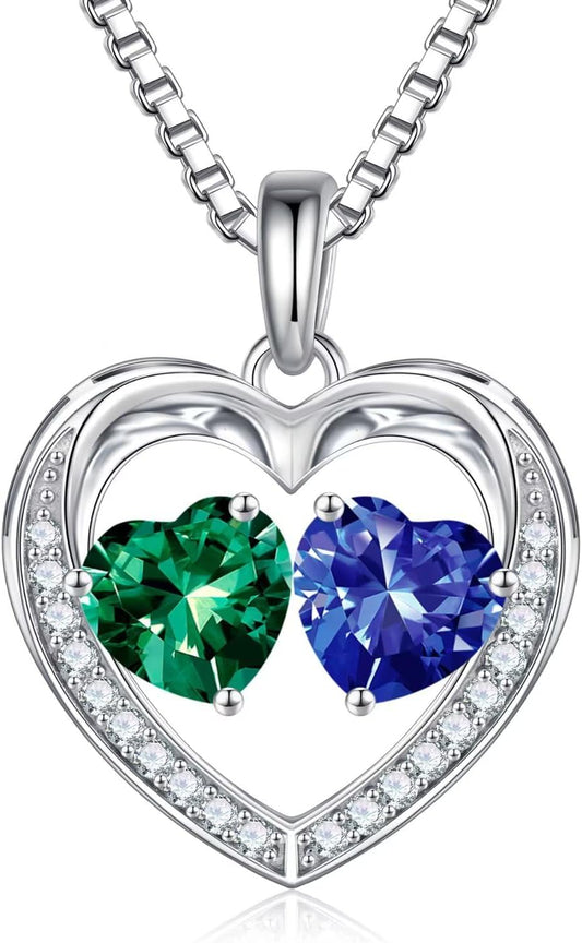 Iefil Christmas Gifts for Wife - 925 Sterling Silver Birthstone Necklace, Anniversary Birthday Gifts for Women, Stocking Stuffers for Women Wife Mom Daughter