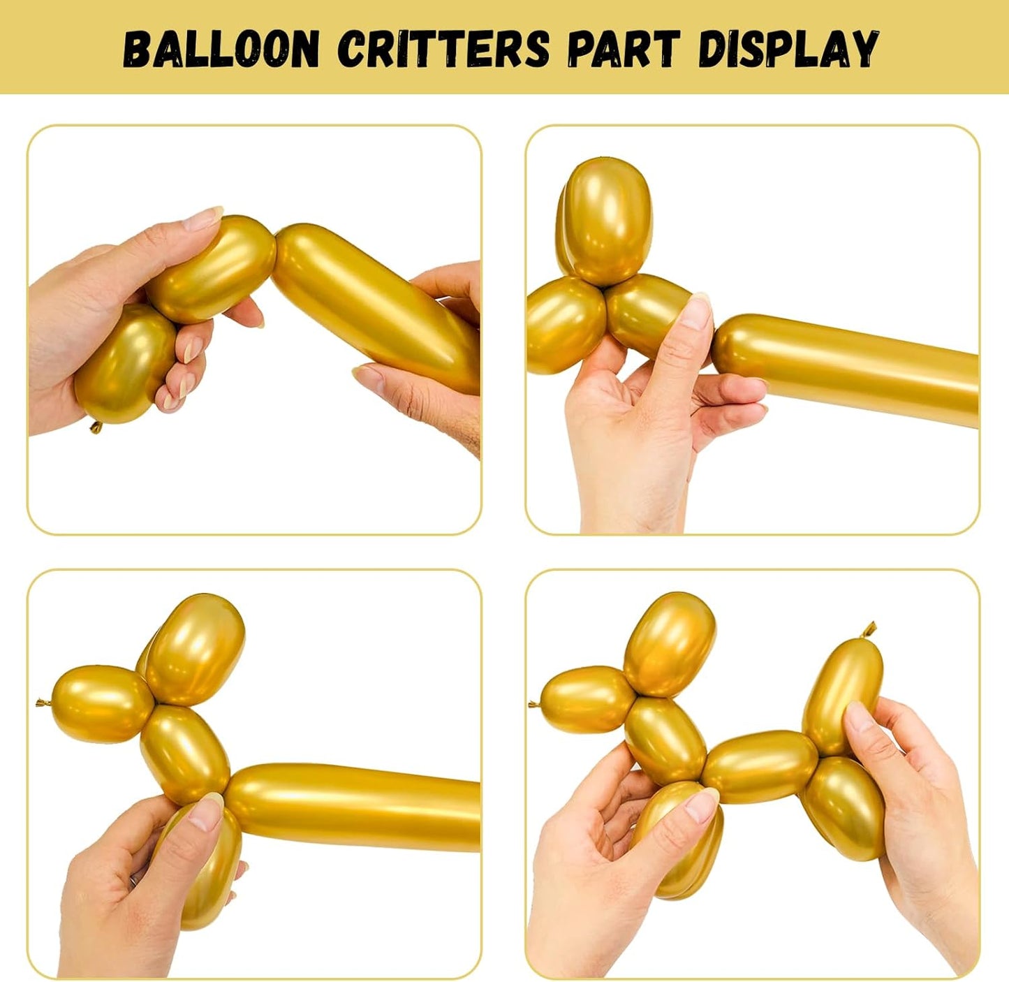 Metallic Long Balloons Art Kit for Twisting, Chrome 260pcs Skinny Modeling Balloons Supplies for Birthday Party Wedding Festival Decorations
