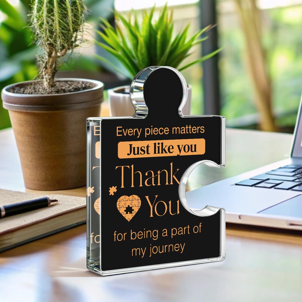 Thank You Gifts for Coworkers Appreciation Gift Retirement Gifts for Colleagues Employees Boss, Every Piece Matters Just Like You Acrylic Puzzle Piece Plaque Office Decor, Black