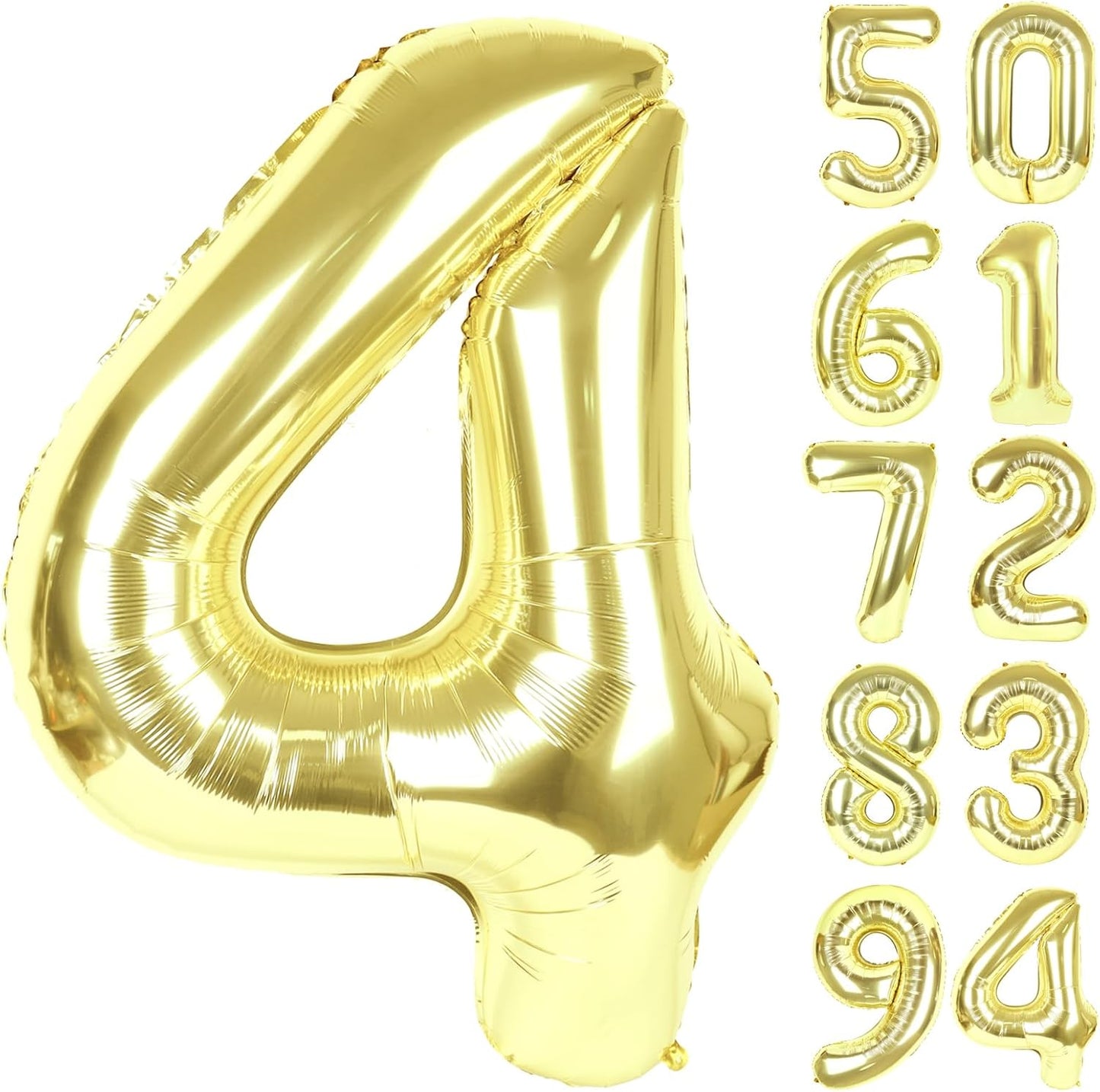 Champagne Gold 4 Balloon, Number Balloons 40 Inch, Light Gold 4th Birthday Decorations for Girls Four Large Numbers for Party Decor, Number 4 Balloon