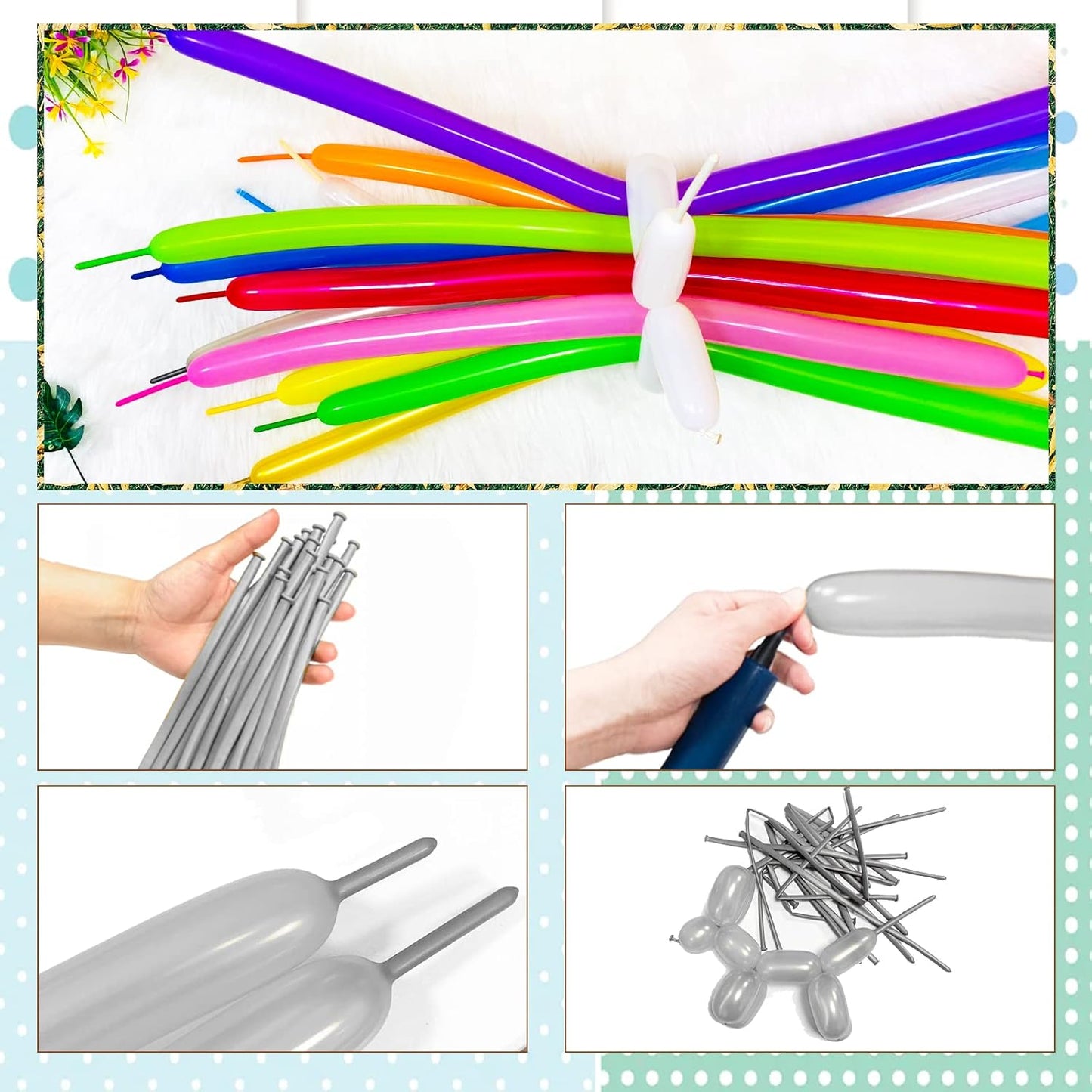 260 Balloons 100 pcs: Skinny Silver Balloons for Wedding, Birthday Parties