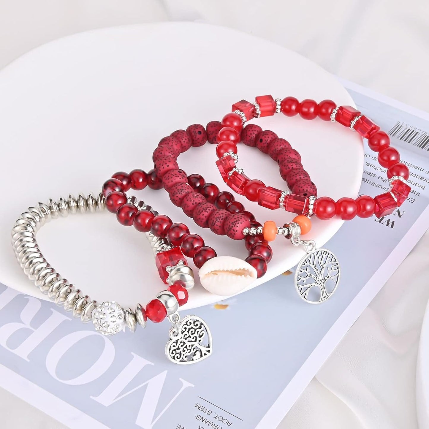 Bohemian Bracelet Sets for Women - 6 Sets Stackable Stretch Bracelets Multi-color Boho Jewelry for Women Hippie Bracelets Dainty Jewelry