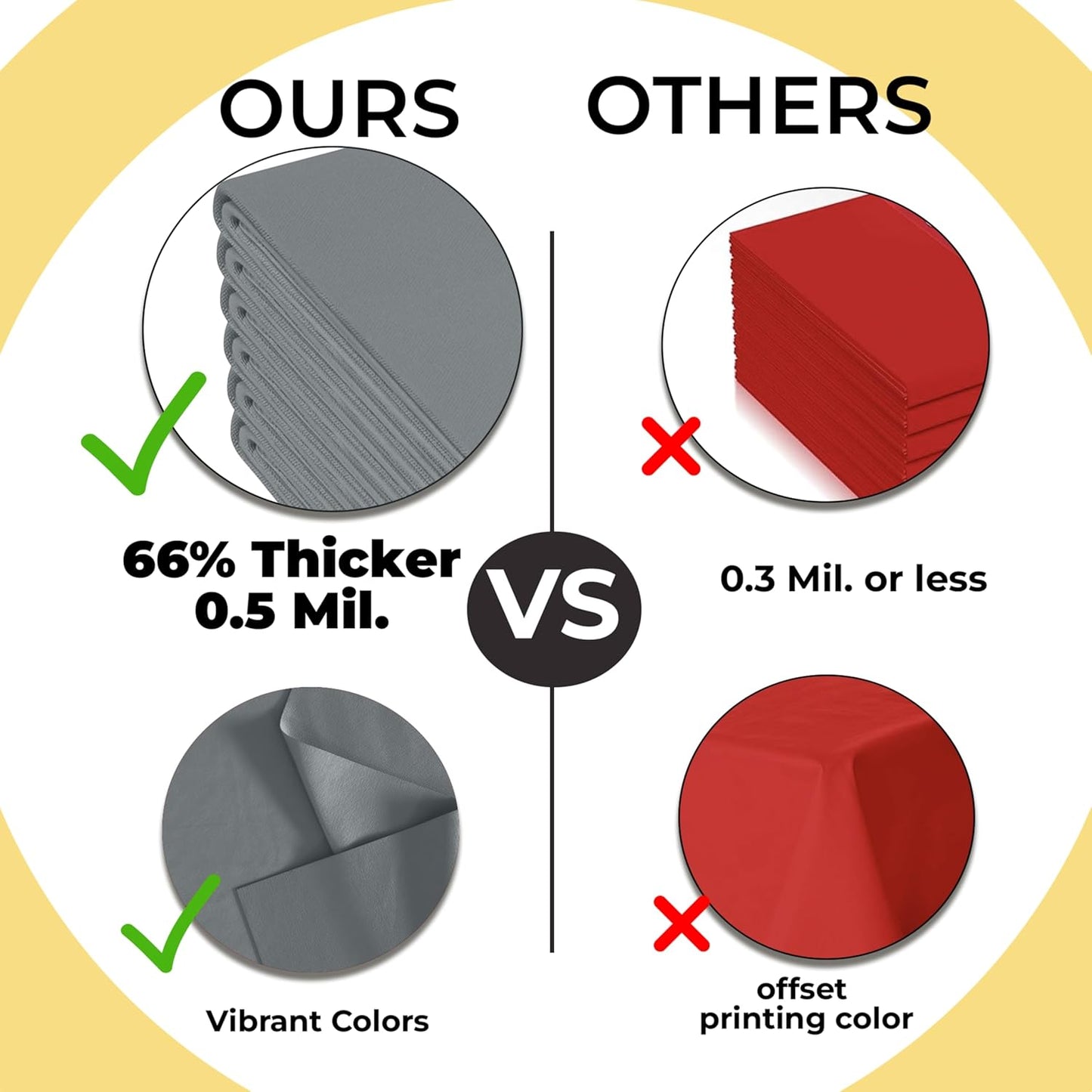 Exquisite 66% Thicker Premium Plastic Table Cloth Rectangle Table Cover 0.5 Mil 6 Pack Silver Table Cloth 54 Inch x 108 Inch Disposable Tablecloth Won't Tear Easily Like Cheap Thin Brands