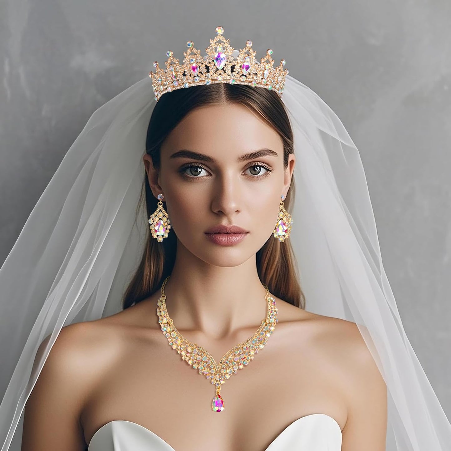 Crowns and Tiaras jewelry sets for Wedding princess birthday party Halloween Prom Pageant Jewelry for Women Crystal Bridal Jewelry Set for women