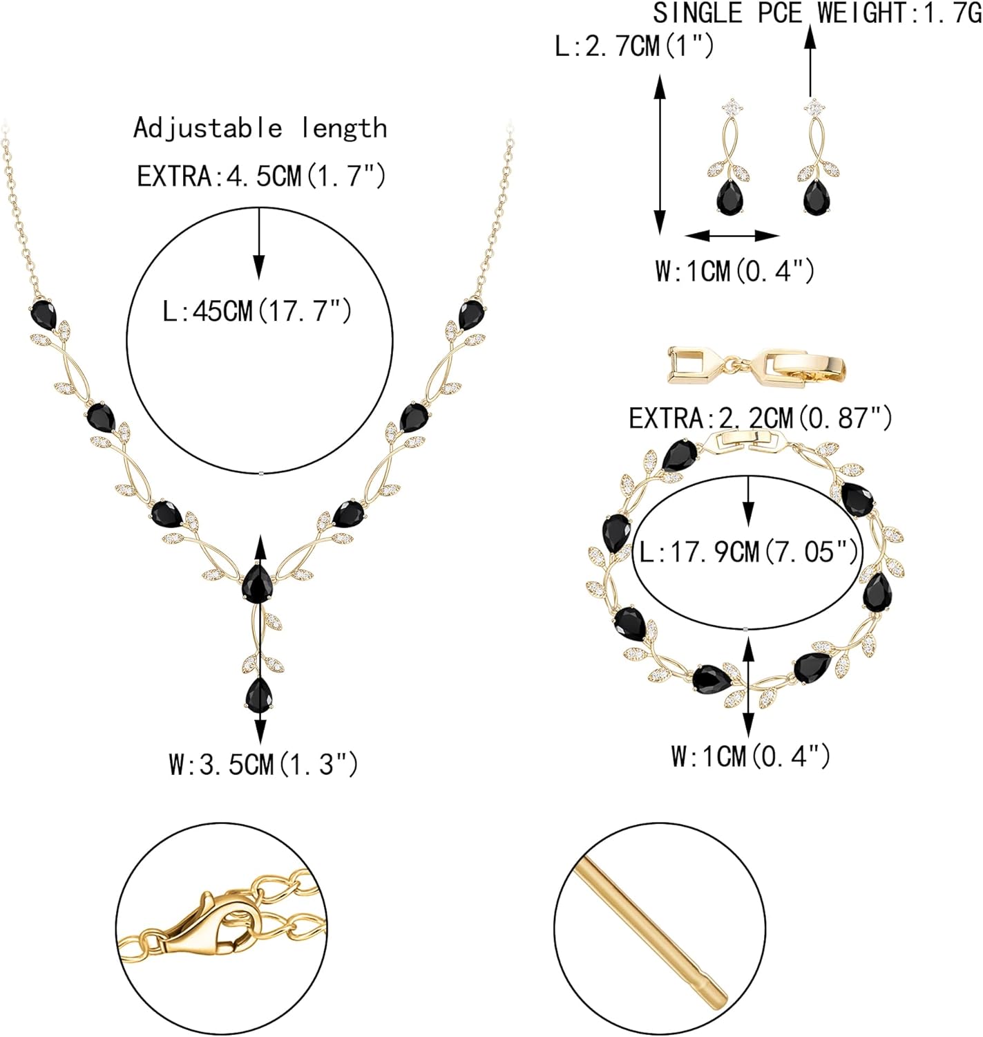 EVER FAITH Bridal Cubic Zirconia Jewelry Sets for Women, White Simulated Pearl Leaf Vine Pendant Wedding Party Necklace Earrings Set for Bridesmaid Bride