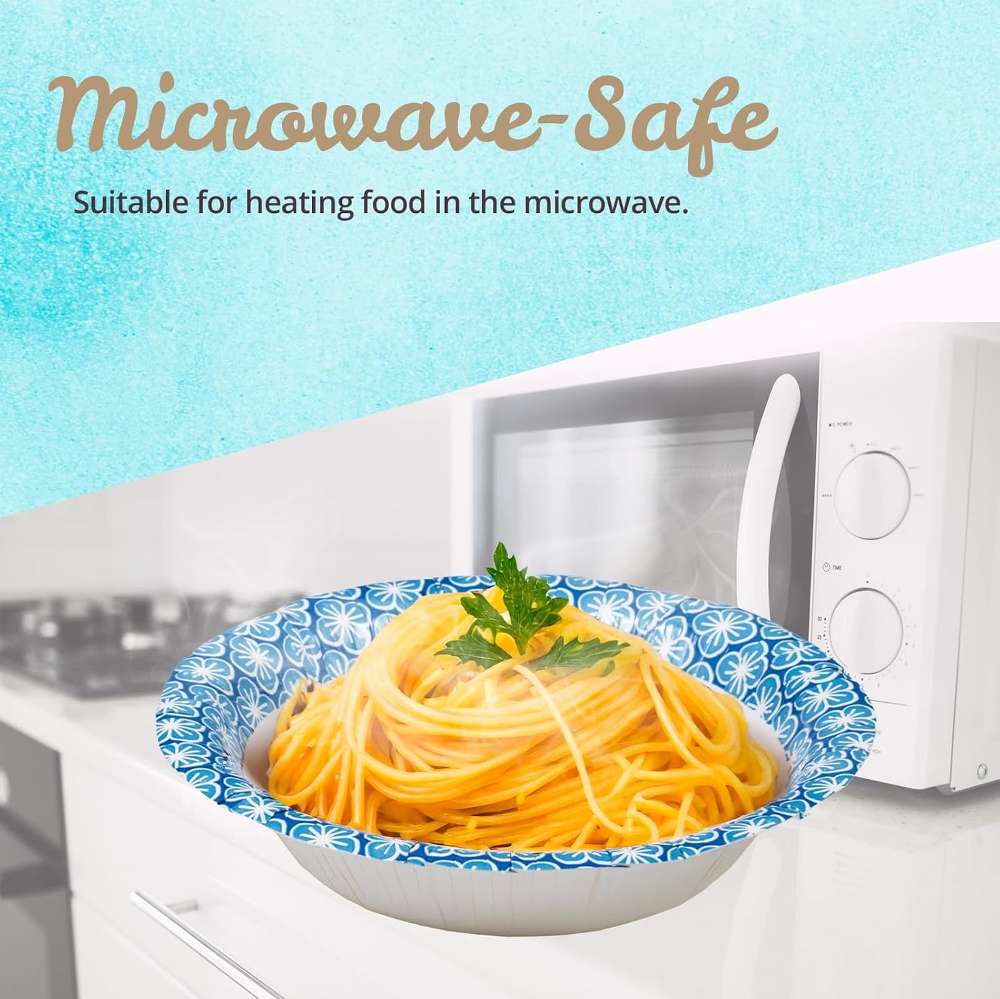 MATICAN Paper Bowls 12 oz, 150-Count Disposable Bowls, Heavy Duty Soak-Proof and Microwave-Safe Paper Bowls with Plum Blossom Harmony Design, Great for Soup, Salad, Snacks, and Party Use