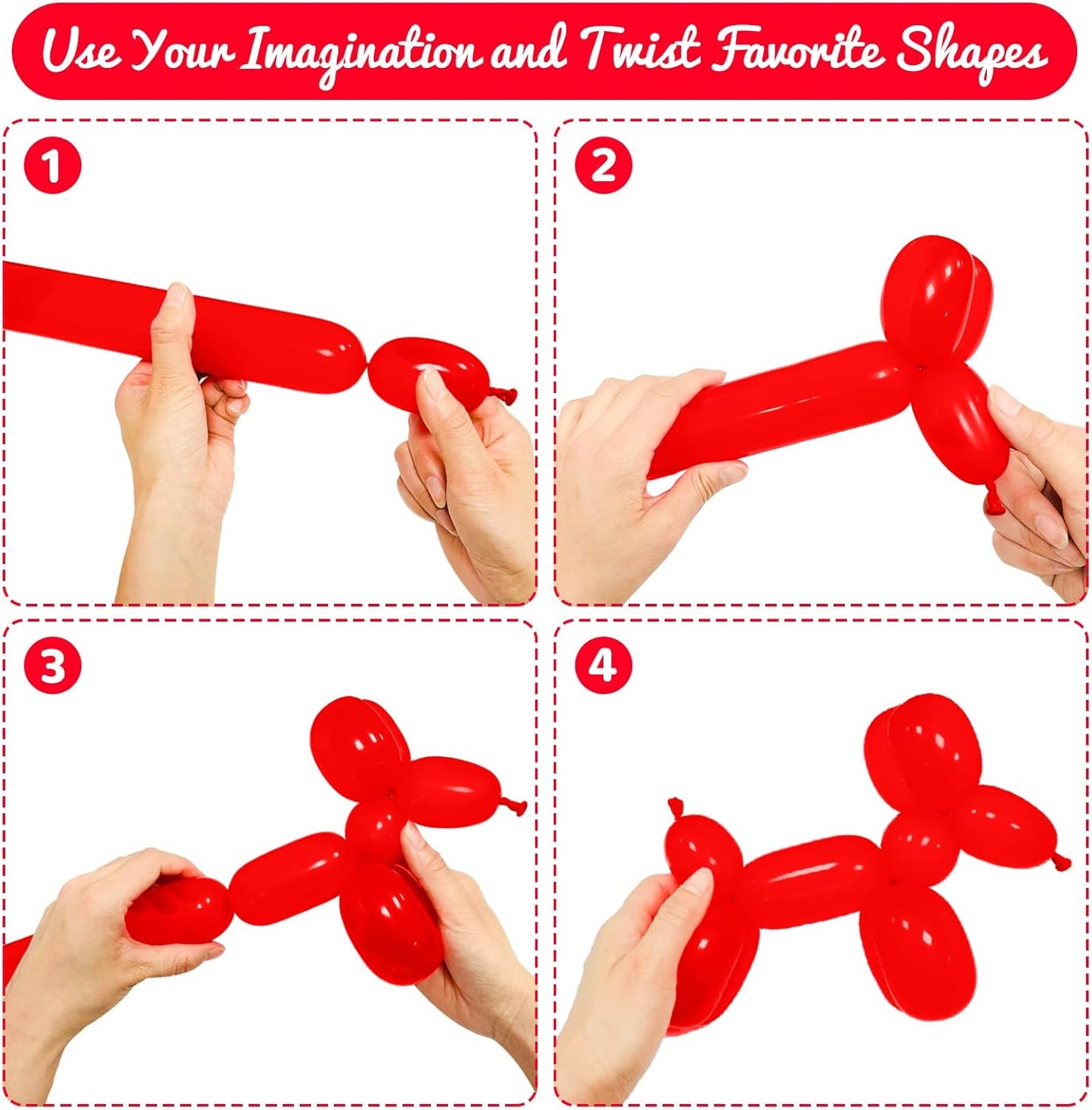 100Pcs Red 260 Balloons, Long Balloon for Tying Balloon Arch, Long Skinny Balloons for Twisting Ballons Animal balloons Birthday Party Wedding Festival Decorations