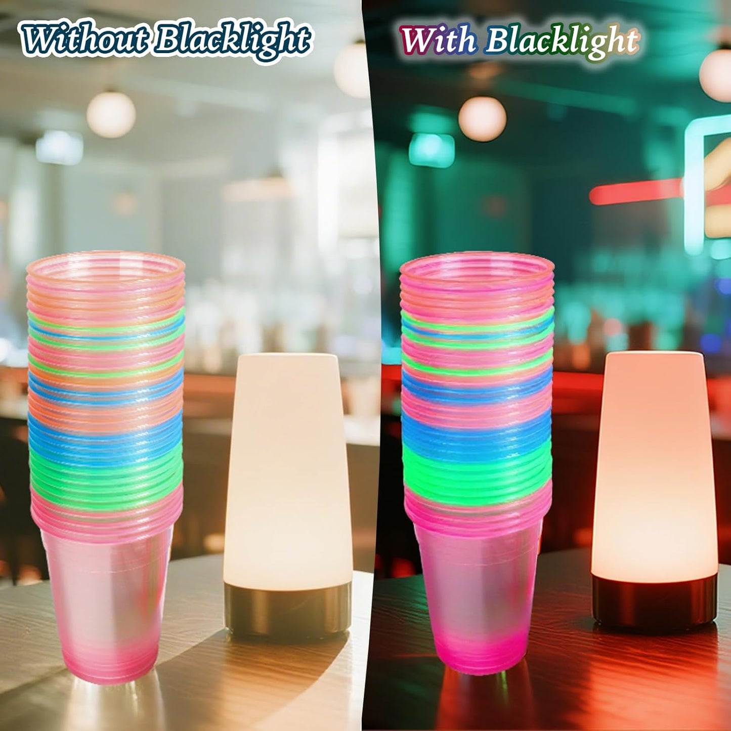 WYTAOHZL 100 Pack 16 Oz Neon Plastic Cups Glowing Plastic Neon Cups for Party Disposable Cup for Wedding Birthday and Party