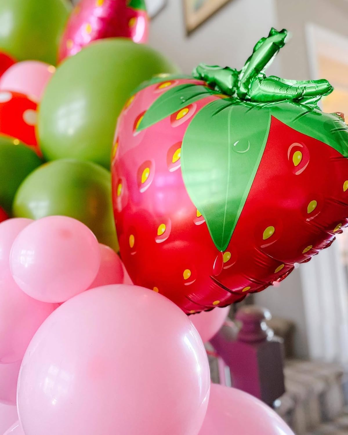 12 Pack Gaint Strawberry Balloons 23 Inch Cute Strawberry Balloons for Cute Berry First Birthday Party Themed Decorations