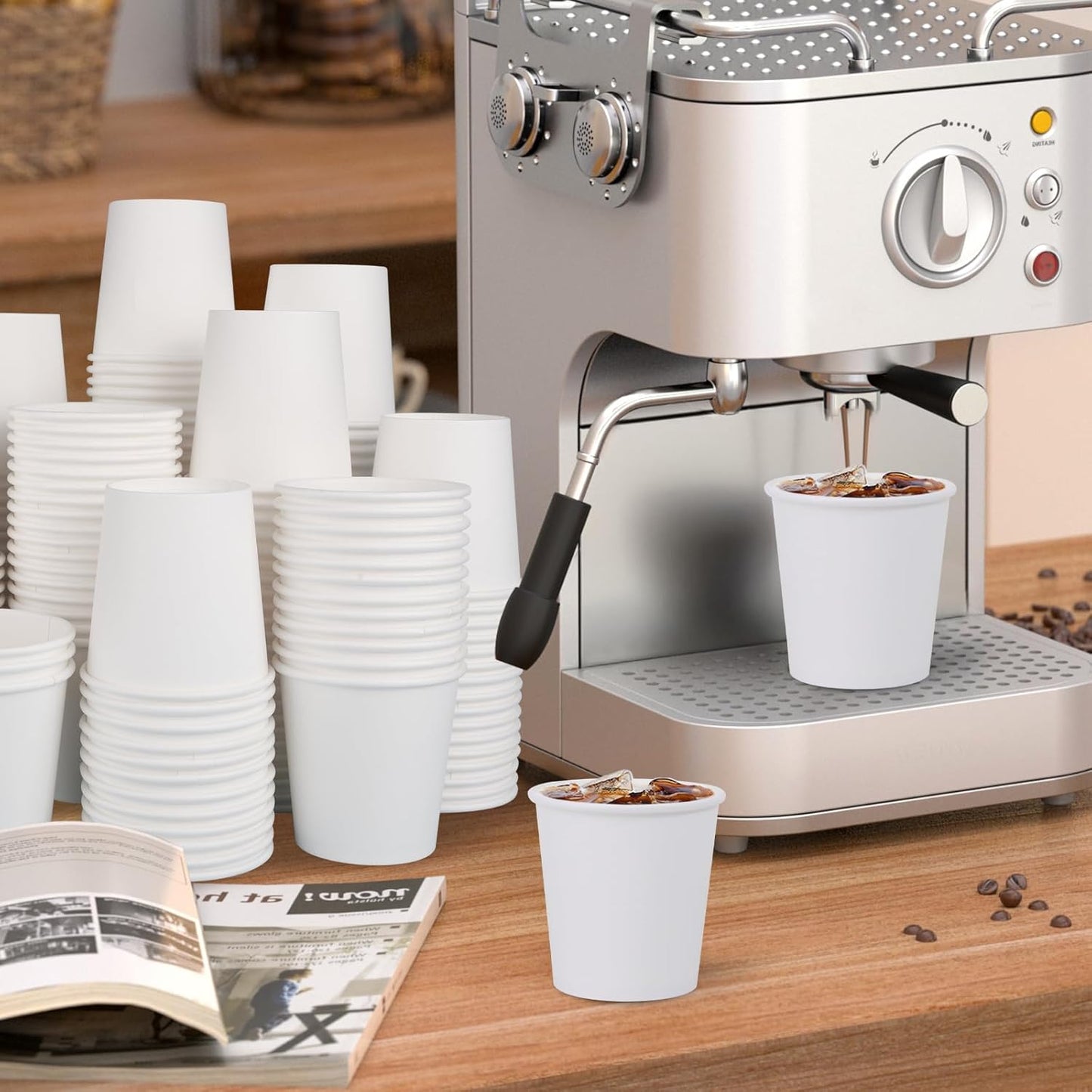 100 Count 5 oz Bathroom Cups, 5 oz Disposable Paper Cups, Small Mouthwash Cup, 5 Ounce Mini White Espresso Cups for Party, Travel, Picnic