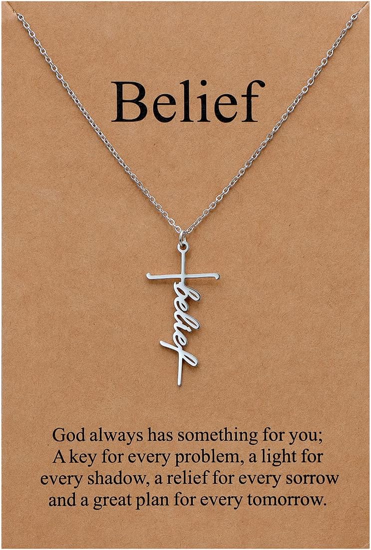 Lcherry Faith Cross Pendant Necklace for Women Religious Christian Jewelry Mother's Day Gifts for Women