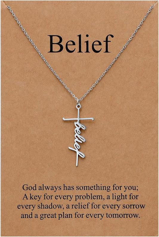 Lcherry Faith Cross Pendant Necklace for Women Religious Christian Jewelry Mother's Day Gifts for Women