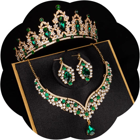 Crowns and Tiaras jewelry sets for Wedding princess birthday party Halloween Prom Pageant Jewelry for Women Crystal Bridal Jewelry Set for women