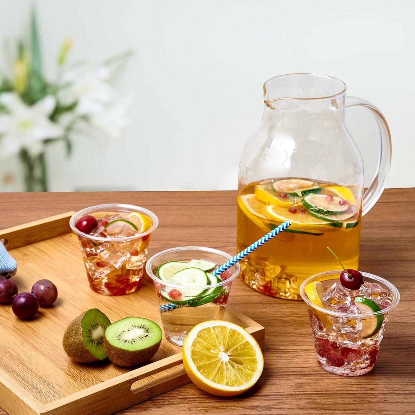 Lilymicky 200 Pack 9 oz Clear Plastic Cups, 9 Ounce Disposable Plastic Drinking Cups, Crystal Clear, for Parties, Ceremonies, Events