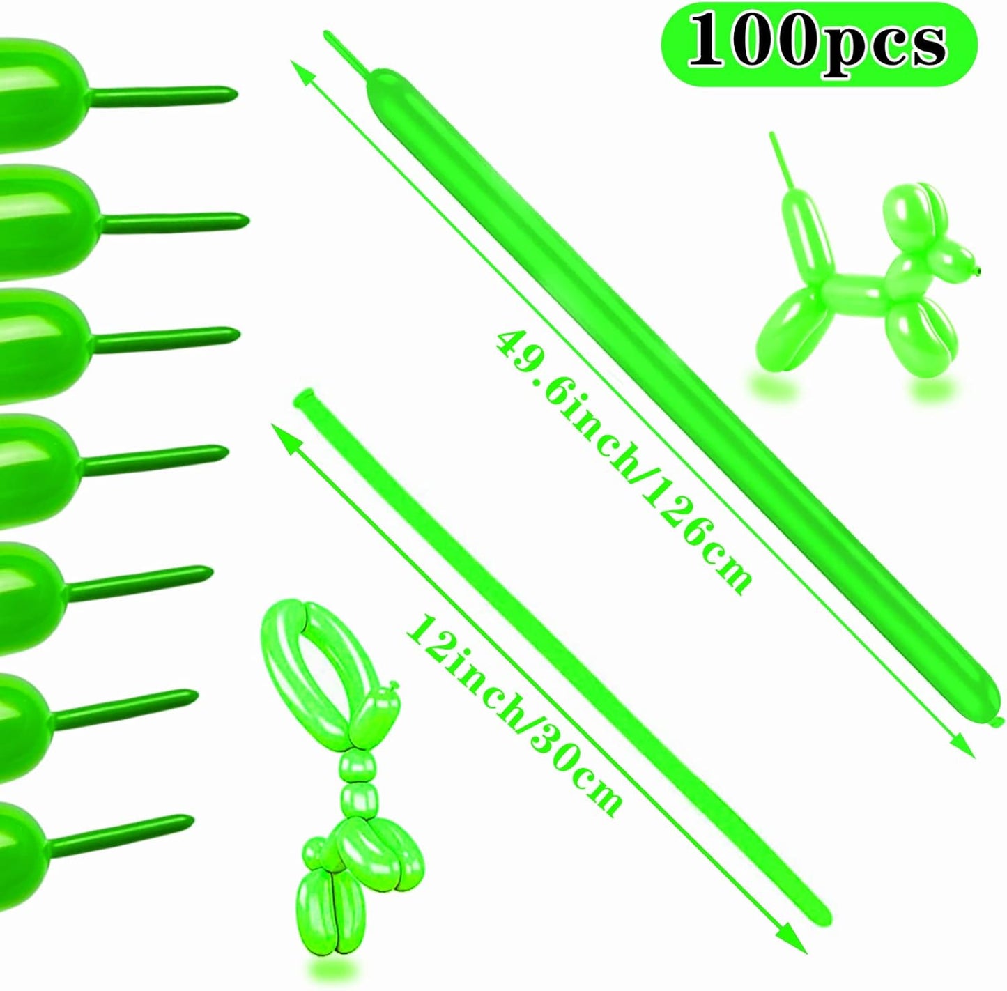 260 long balloons for balloon animals 100 Pack Thickening Latex Modeling Long Magic Balloons Twisting DIY Animal Balloon for Beginners Children's Party Carnivals Party Decorations (green balloon)