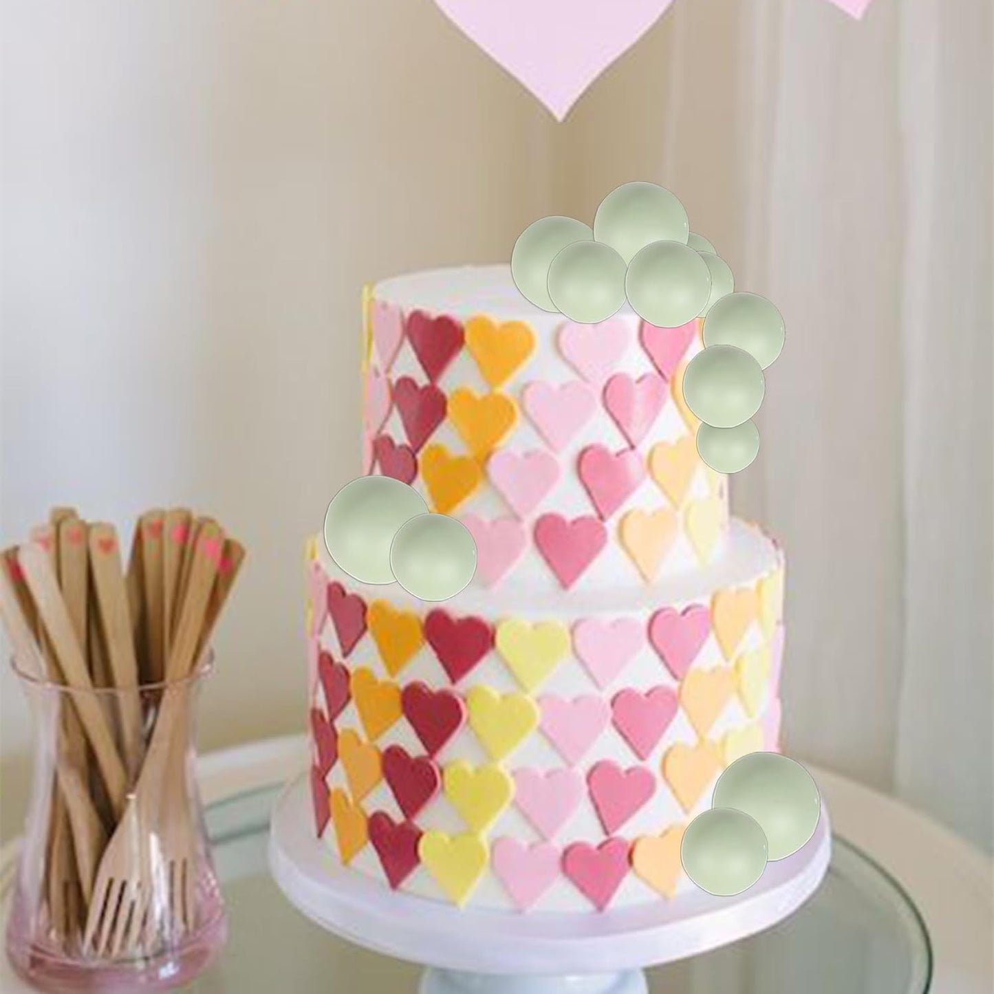 24 PCS Ball Cake Toppers Balls Cupcake Toppers Insert Foam Ball Shaped Cake Picks Mini Balloon Cake Decoration for Wedding Baby Shower Birthday Party Cake Decorations Supplies Matcha Green