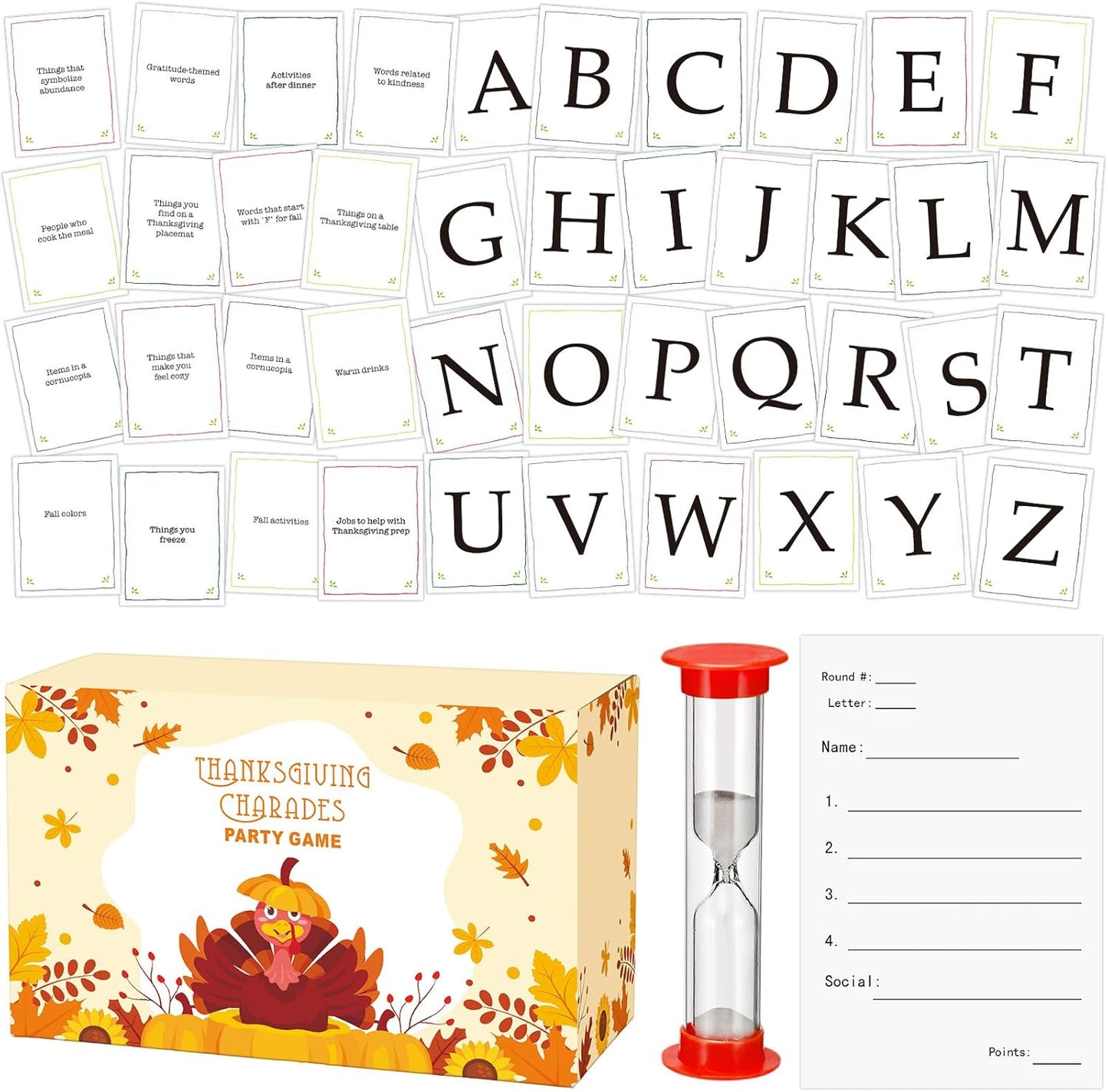 Sosation Thanksgiving Trivia Games Sets Family Party Cards Against Thanksgiving Categories Party Game Happy Fall Harvest Board Game Turkey Dinner Activity for Adults Holiday Group