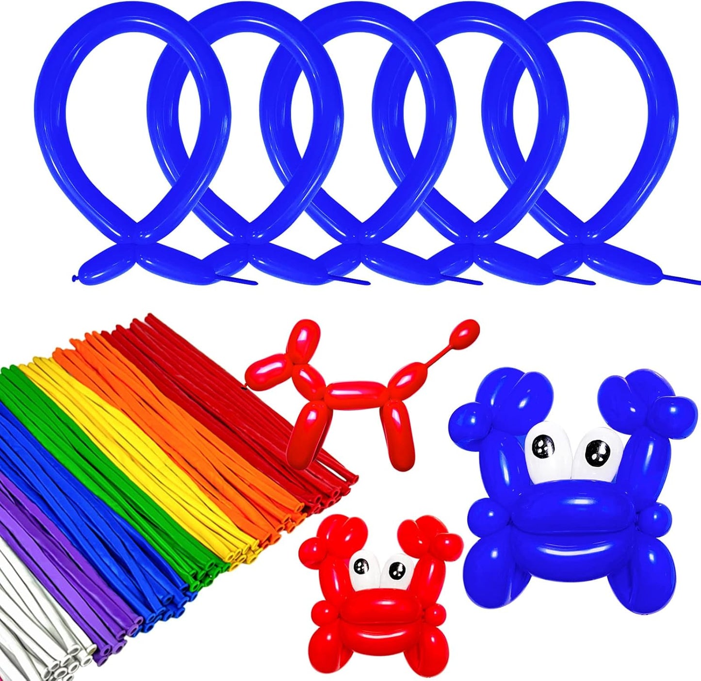 Blue 260 long Balloons 100 Pack Dark Blue Modeling Long Magic Balloons Thickening Latex Twisting DIY Animal Balloon for Birthday Wedding Christmas Festival Party Decoration (Dark Blue Long Balloons)