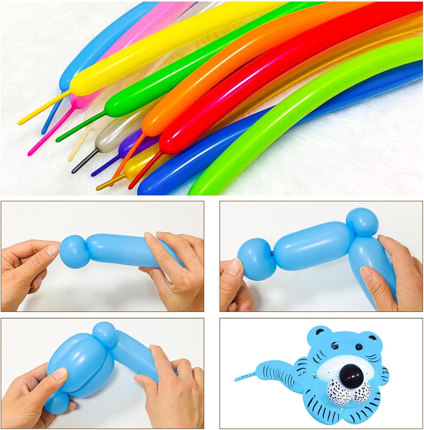 Light Blue Long Balloons for Balloon Animals, Baby Light Blue 260 Balloons Shiny Thick Latex 100 Pack, 260 Balloons Blue for Birthday Boy'S Baby Shower.Blue Magic Modelling Twisting Balloons.