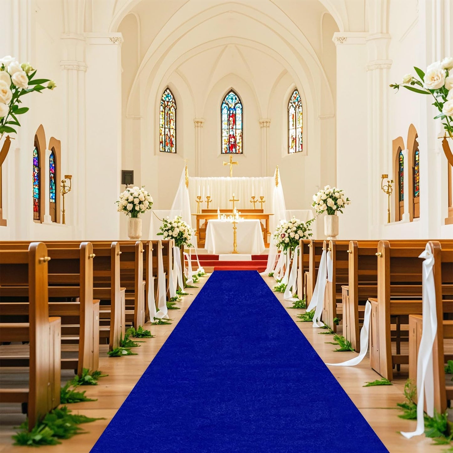 FUHSY Aisle Runner Royal Blue Carpet Runner for Party 4x30 ft Velvet Cloth Wedding Aisle Runners for Weddings Outdoor Wedding Floor Runners Bridal Walkway Rug for Ceremony Prom Decorations