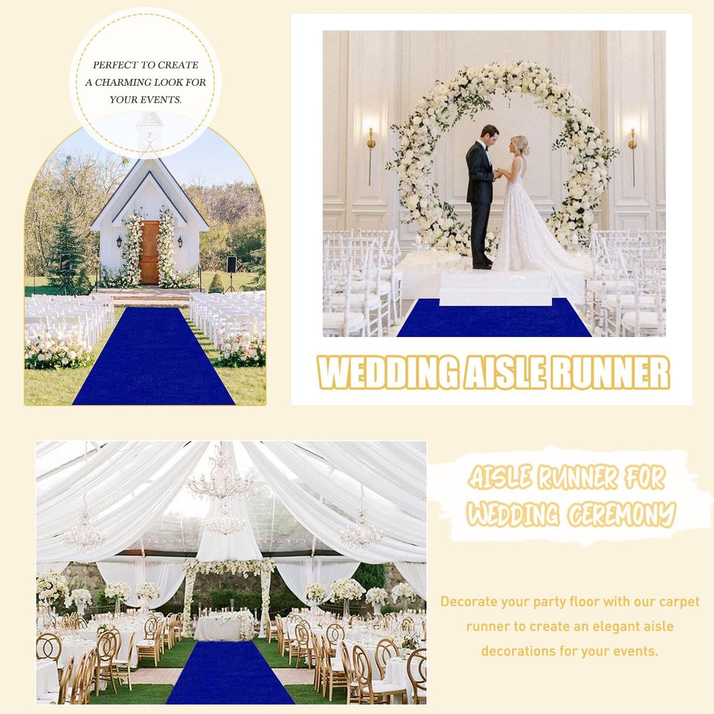 Blue Aisle Runner for Wedding Ceremony 48" x20FT Wedding Aisle Runners Royal Blue Velvet Runners Carpet Runner for Event Party Runner Floor Aisle Birthday Runway for Rug Walkway Prom Decorations